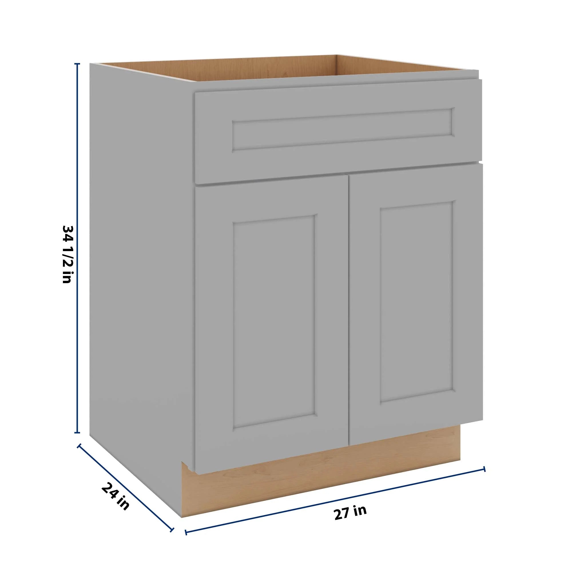 J&K Castle Grey S5 Double Door Standard Base Cabinet - 27" W