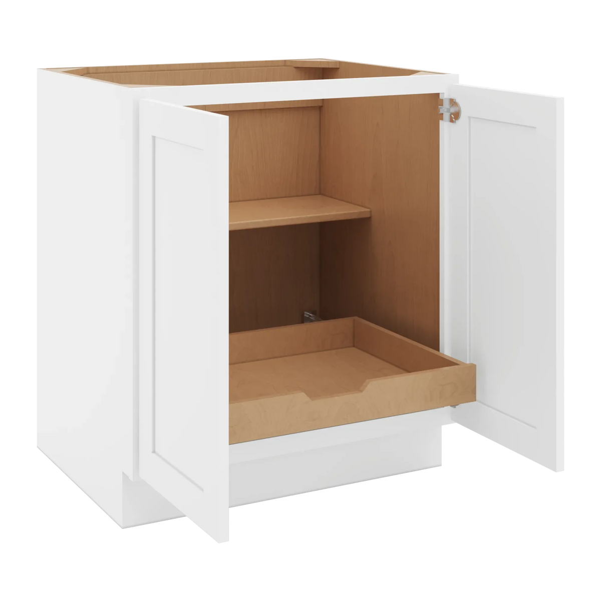 cnc luxor white 30 w full height double door base cabinet w 1 pullout shelf