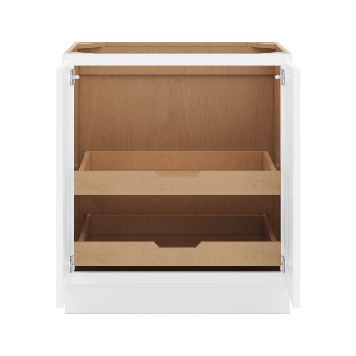 cnc luxor white 30 w full height double door base cabinet w 2 pullout shelf