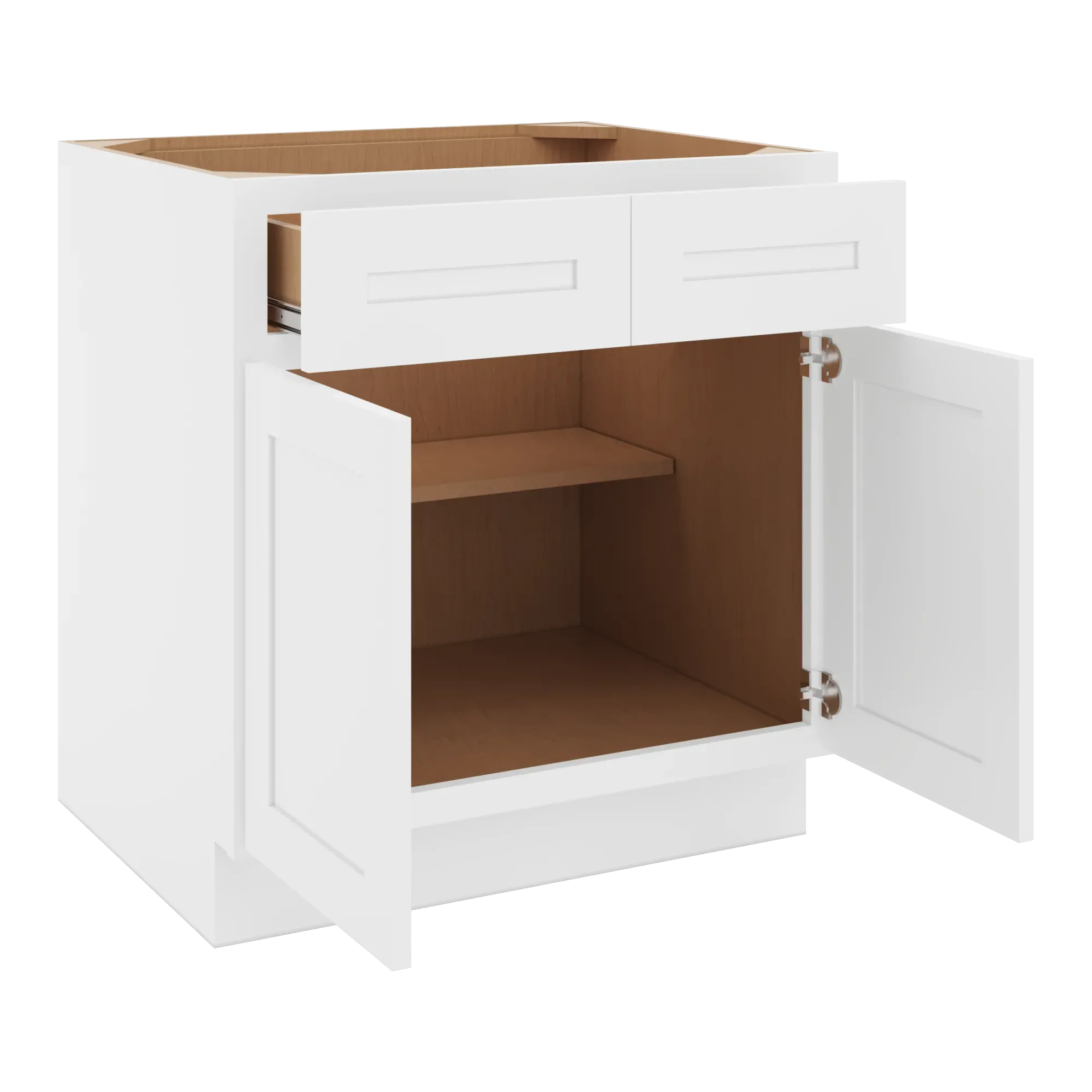 cnc luxor 5 piece white 30 w x 32 1 2 h double door 2 drawer base cabinet