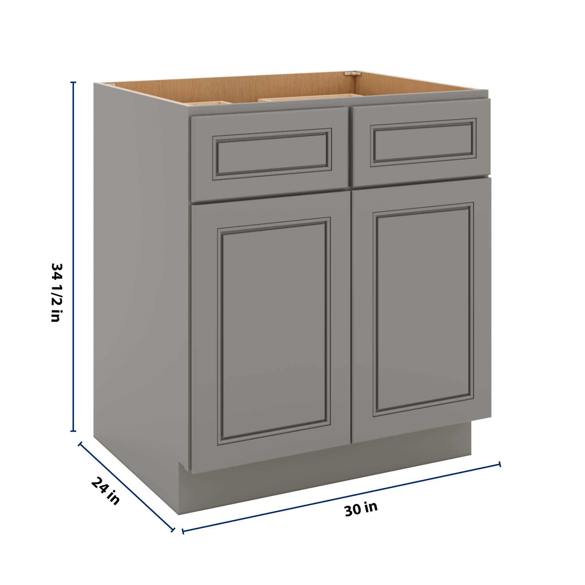 J&K Greige K3 Double Door Standard Base Cabinet - 30" W