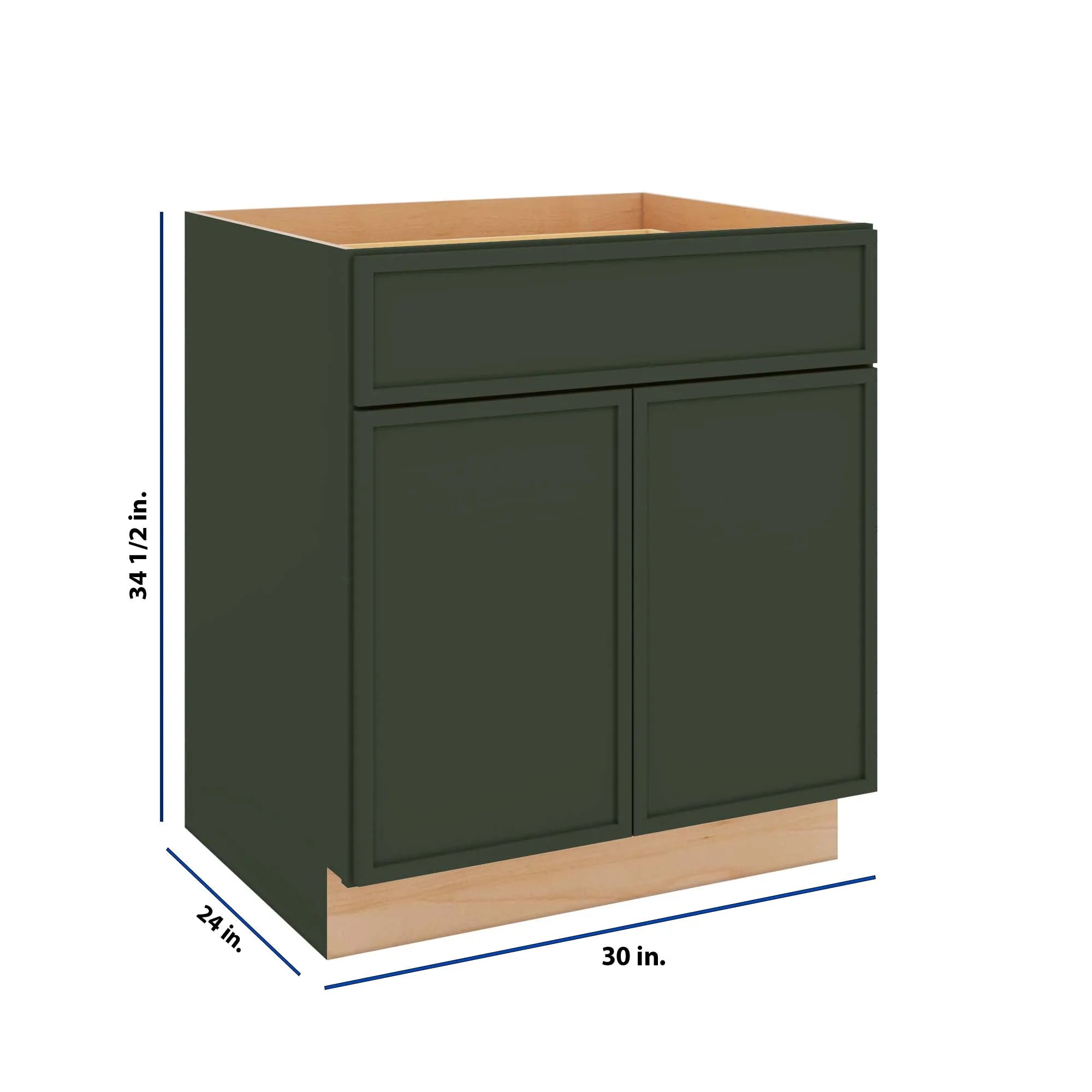 Modernform Cabinet Slim Sage Green 30" W X 34 1/2" H X 24" D Double Door Base Cabinet