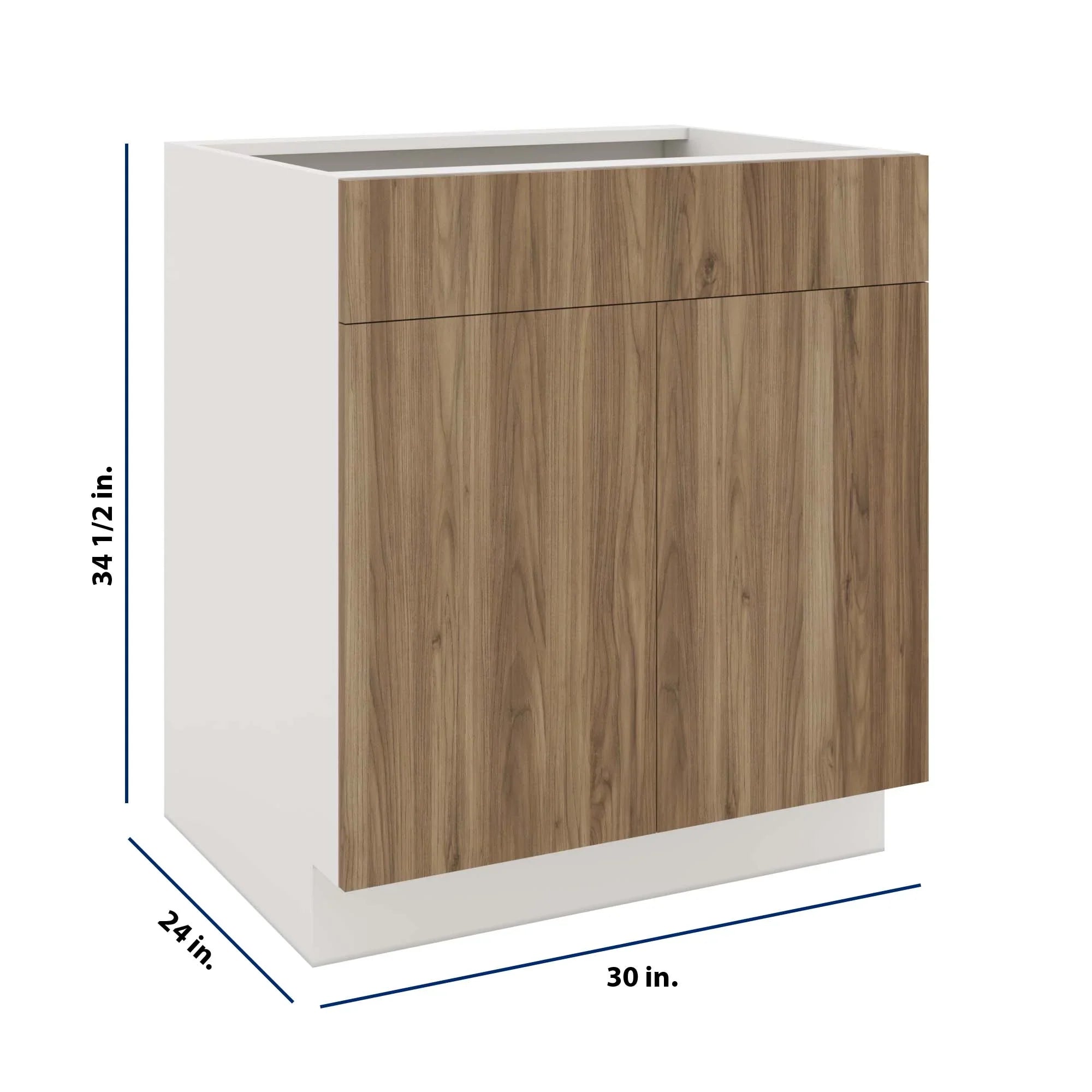 Modernform Cabinet Walnut 30" W X 34 1/2" H X 24" D Double Door Base Cabinet