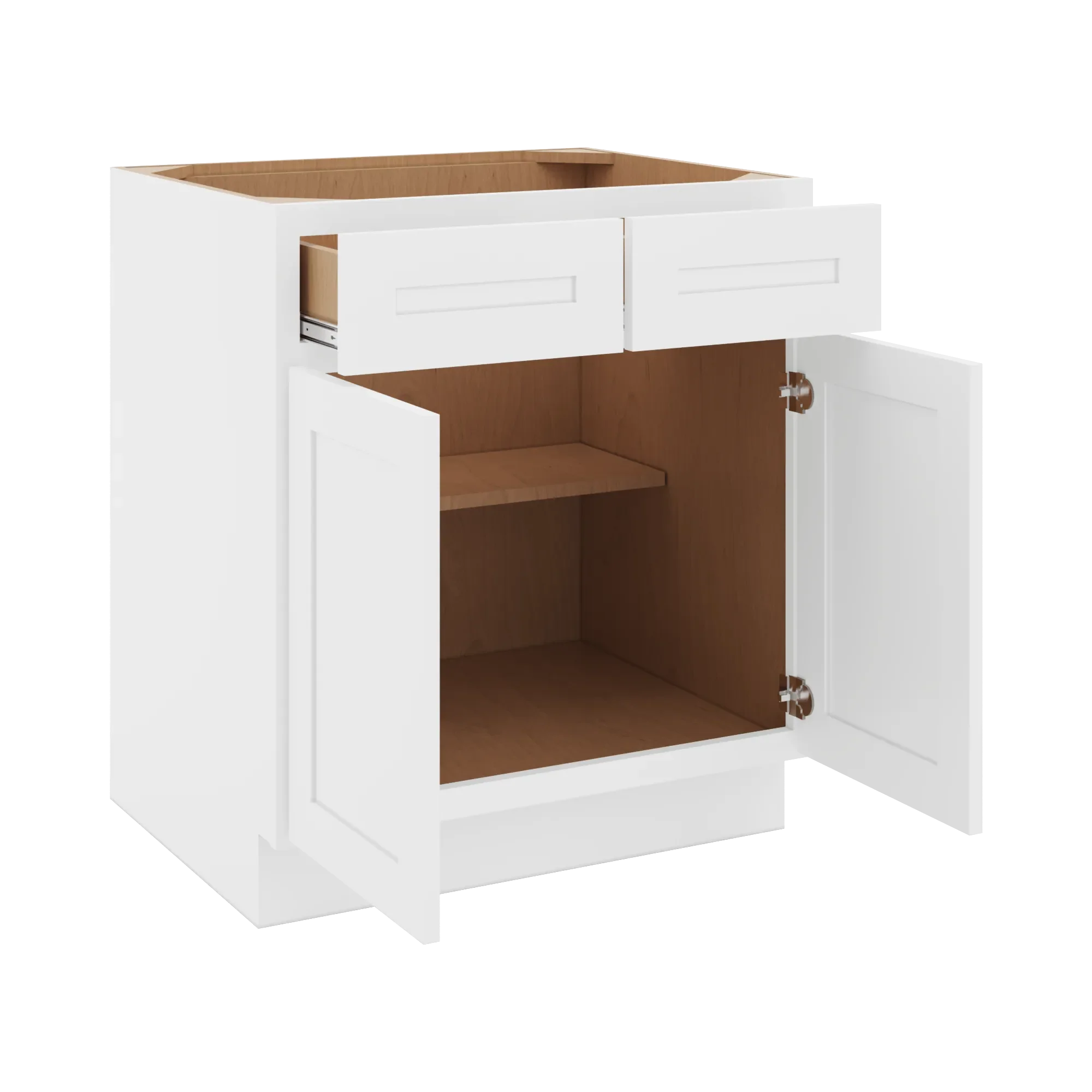 cnc luxor 5 piece white 30 w 2 drawer double door base cabinet