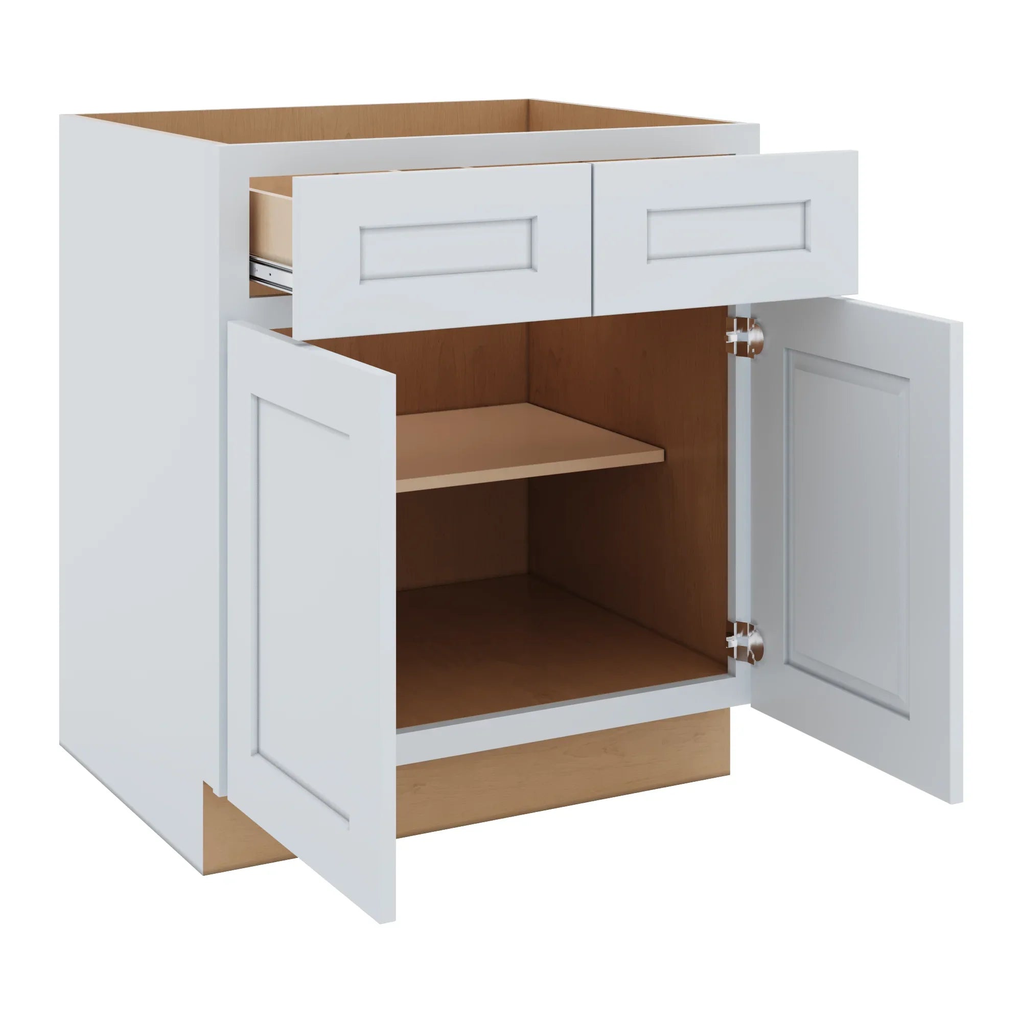 J&K White Shaker S8 Double Door Standard Base Cabinet 30" W