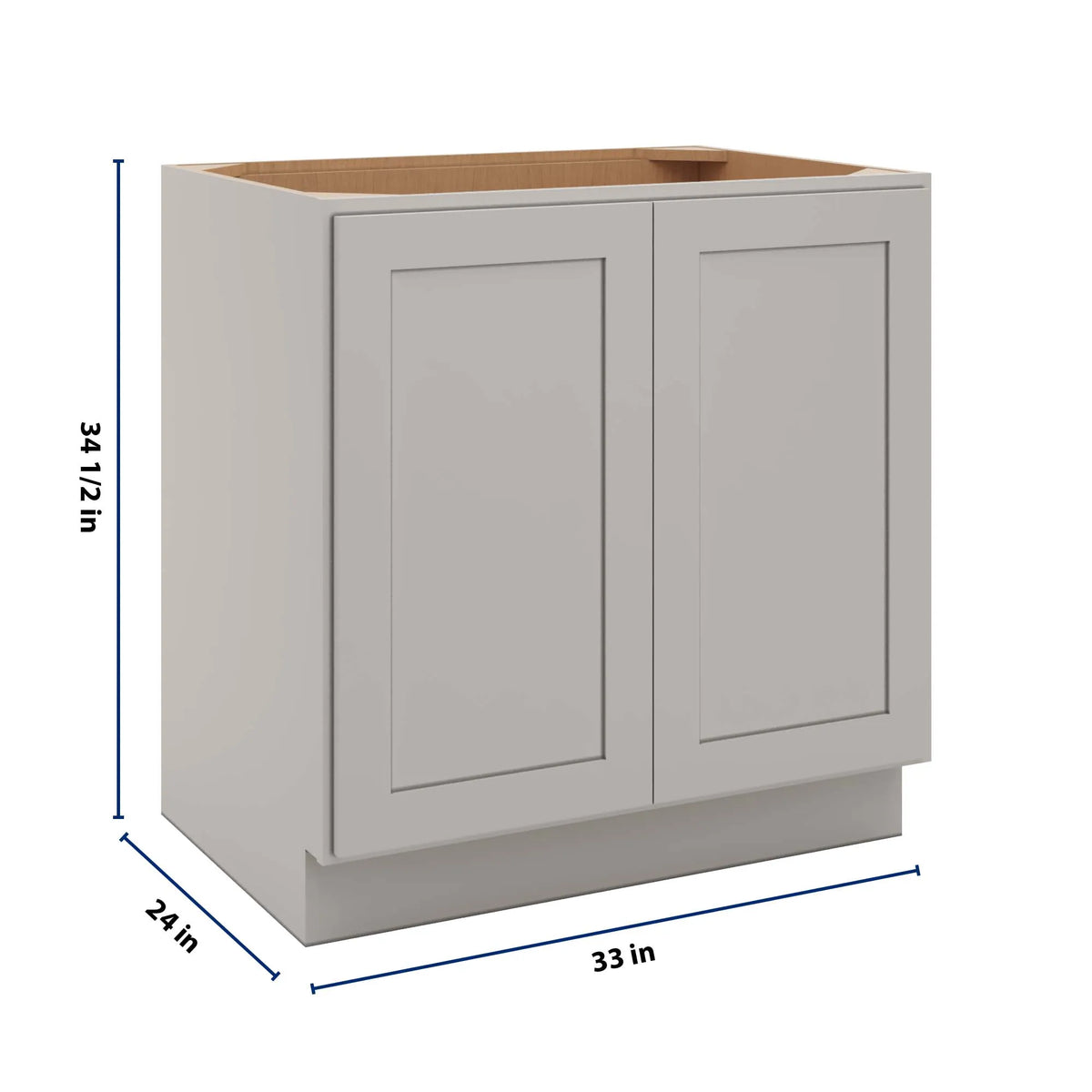 CNC Luxor 5-Piece Misty Grey 33" W Full Height Double Door Base Cabinet W/ 1 Pullout Shelf