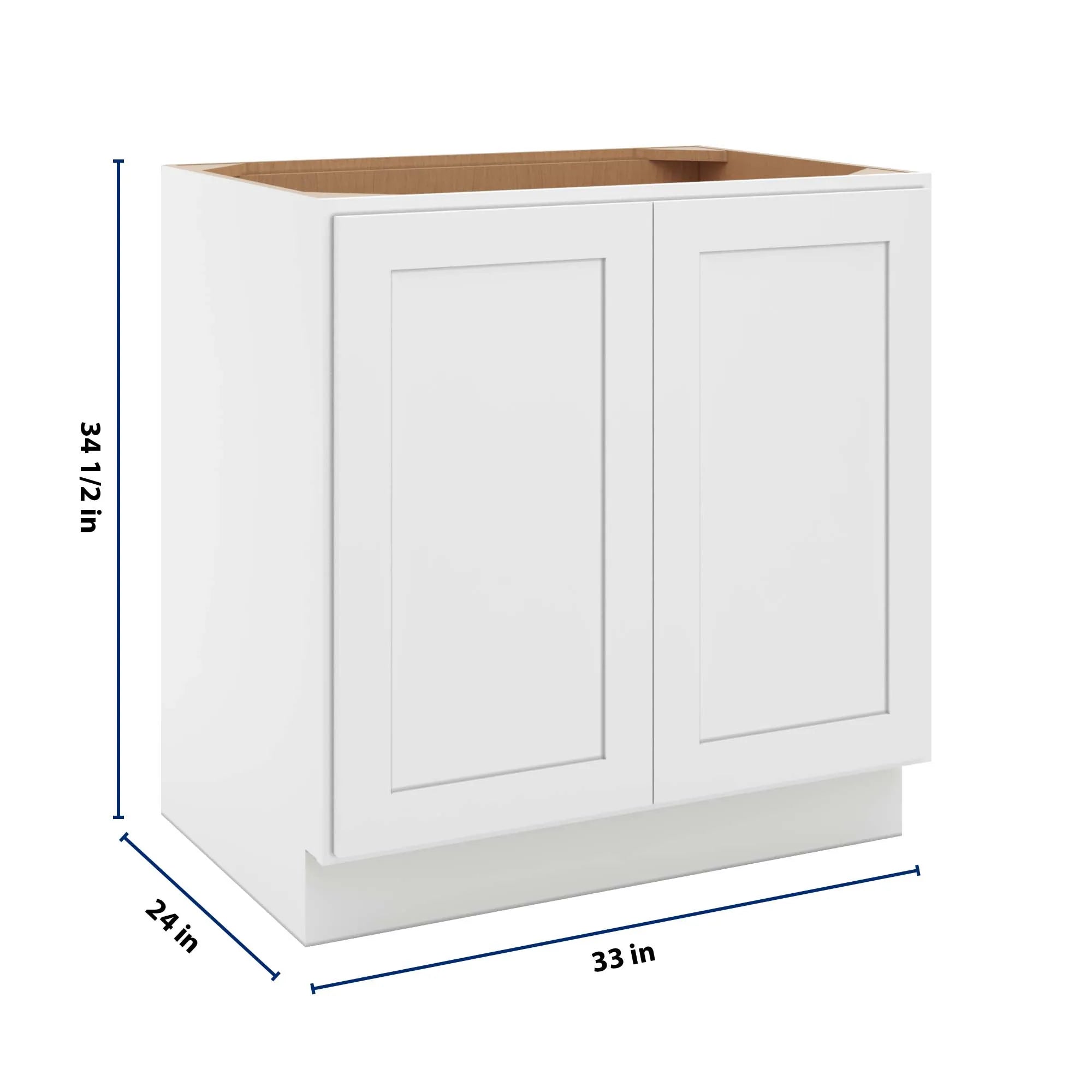 cnc luxor 5 piece white 33 w full height double door base cabinet w 1 pullout shelf
