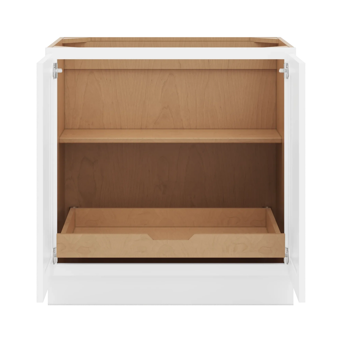 cnc luxor white 33 w full height double door base cabinet w 1 pullout shelf