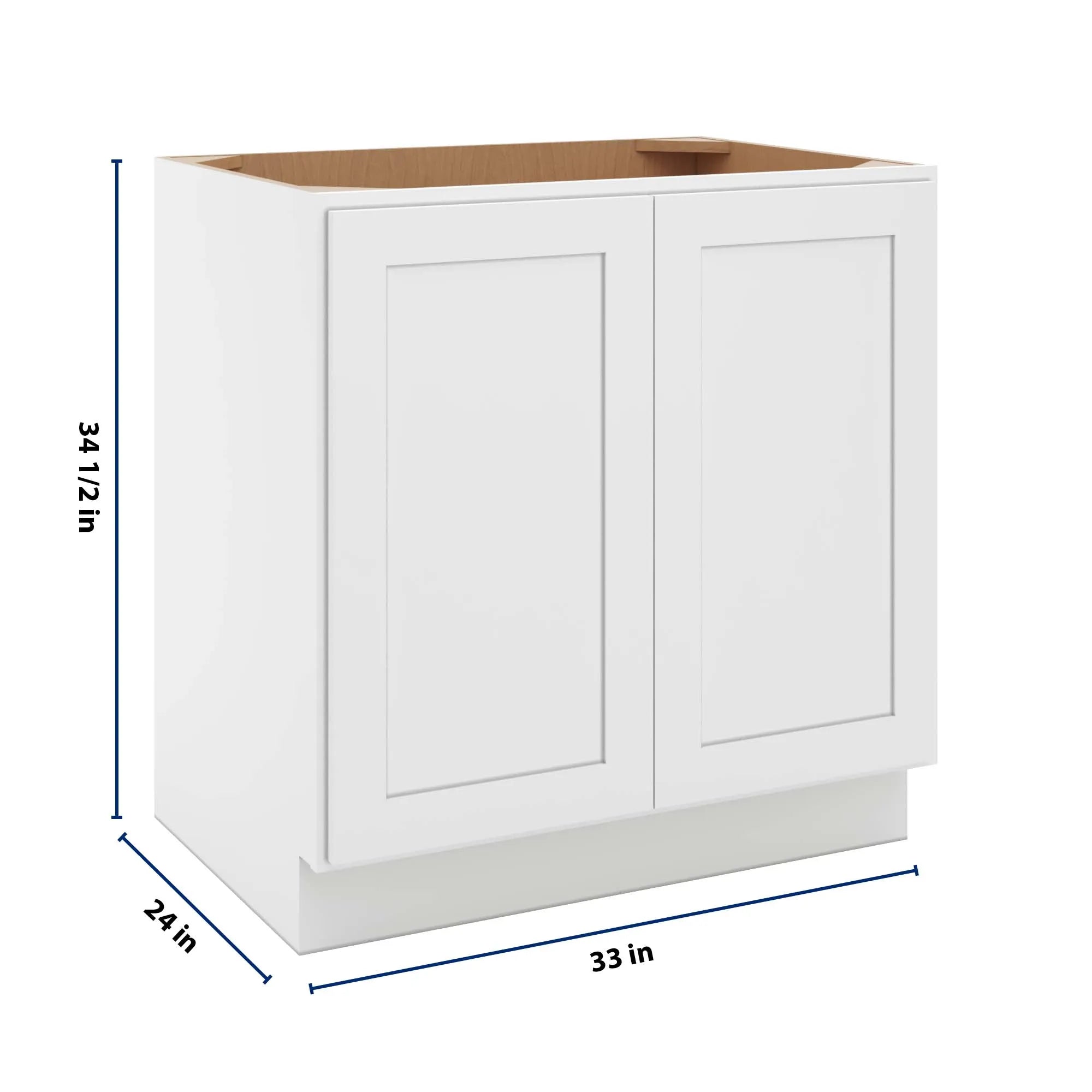 cnc luxor 5 piece white 33 w full height double door base cabinet