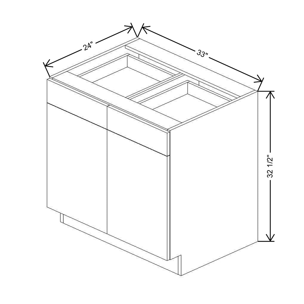 CNC Classic Milano Ash 33" W X 32 1/2" H Double Door 2 Drawer Base Cabinet