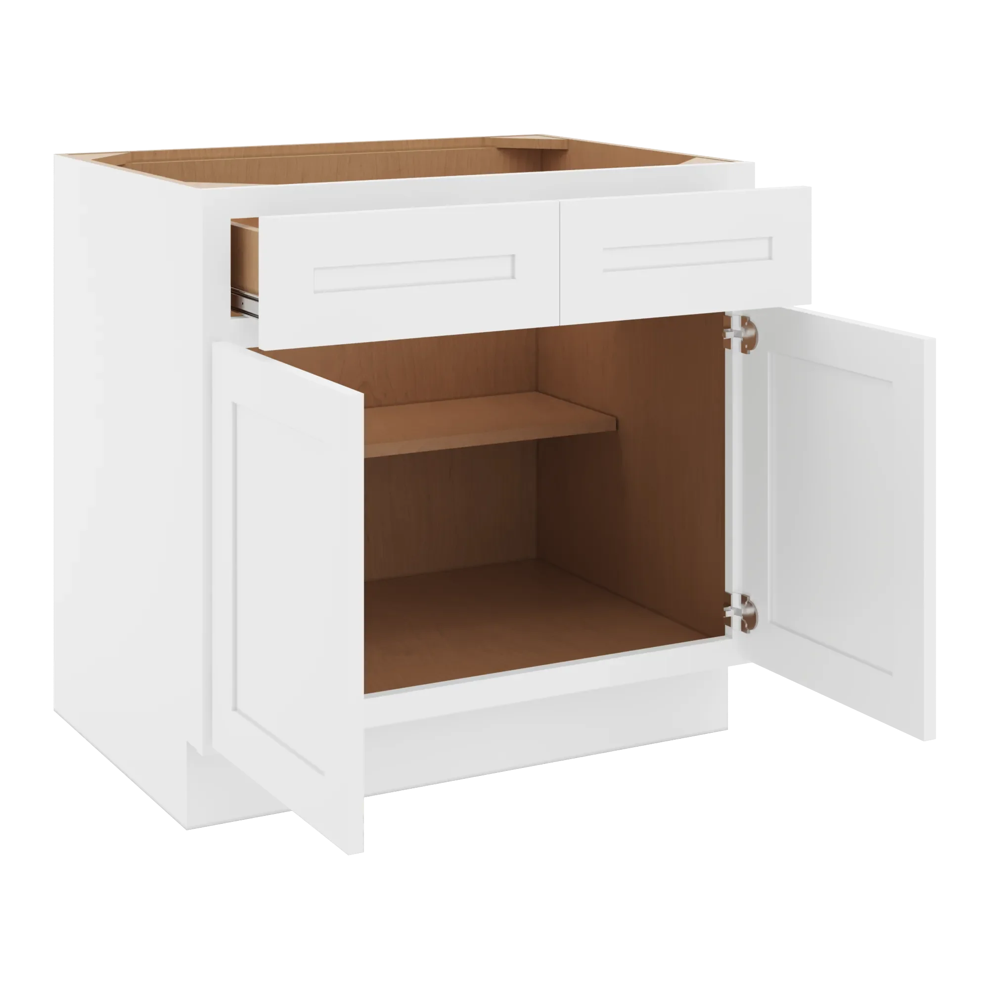 cnc luxor 5 piece white 33 w x 32 1 2 h double door 2 drawer base cabinet