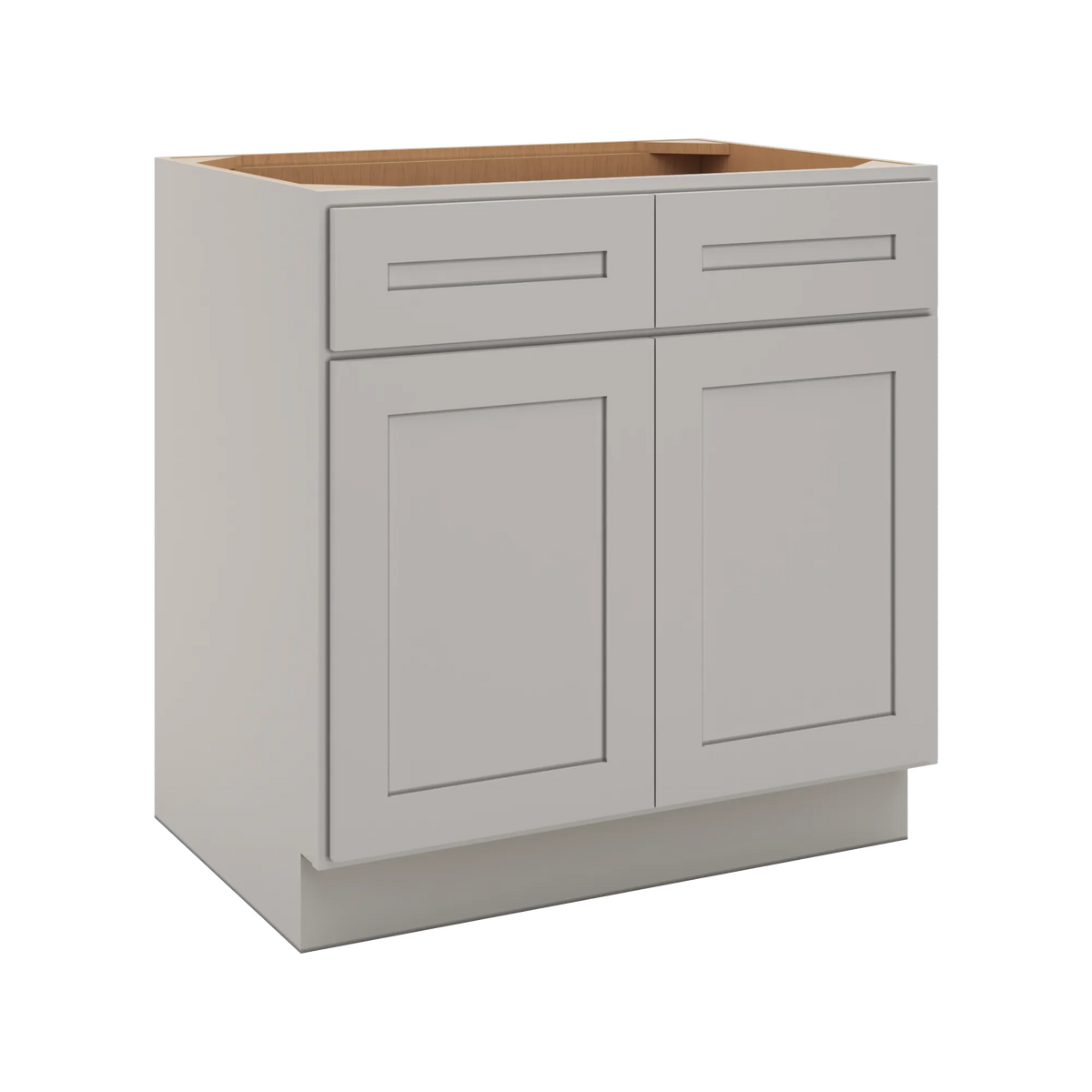 CNC Luxor 5-Piece Misty Grey 33" W 2 Drawer Double Door Base Cabinet W/ 2 Pullout Shelf