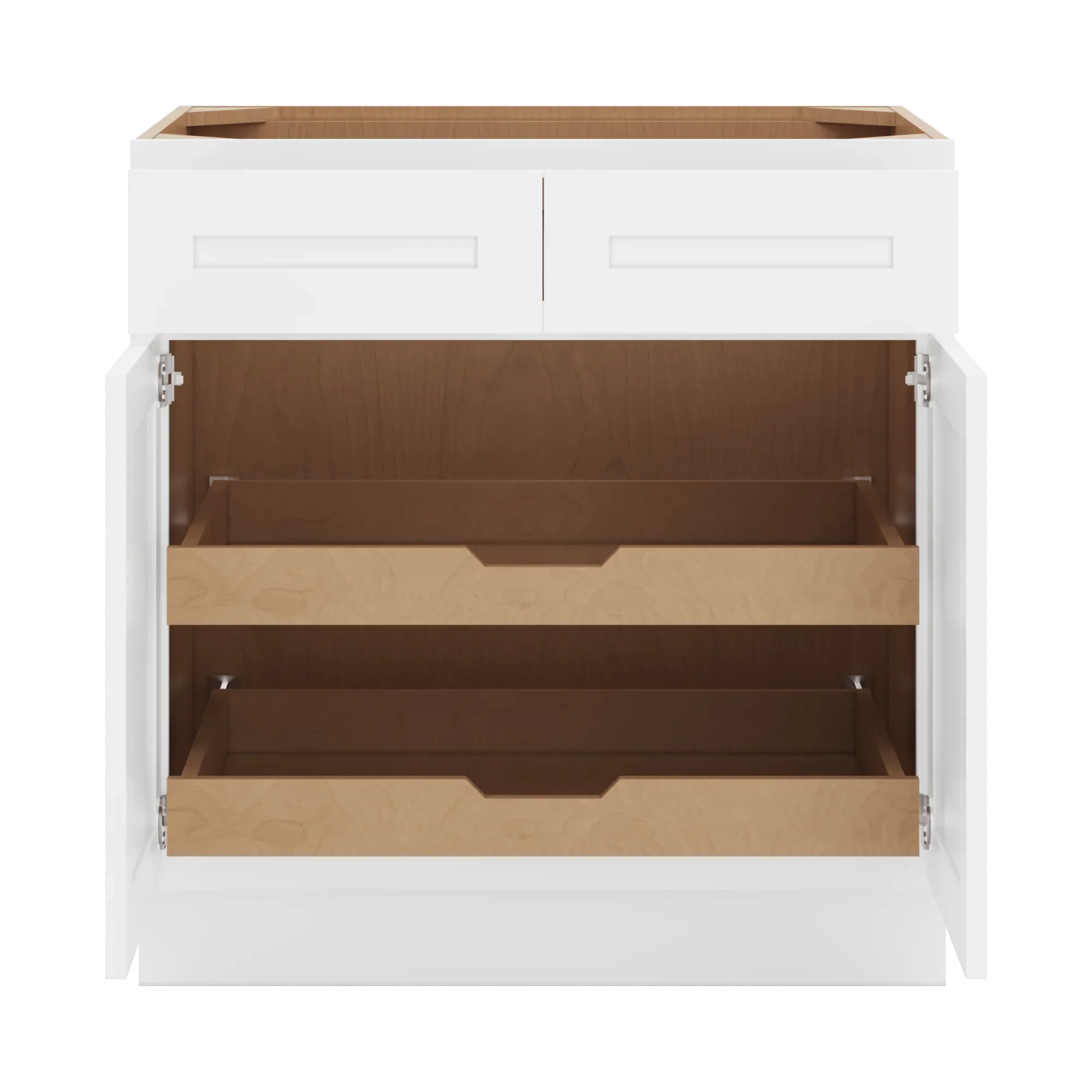 cnc luxor 5 piece white 33 w 2 drawer double door base cabinet w 2 pullout shelf
