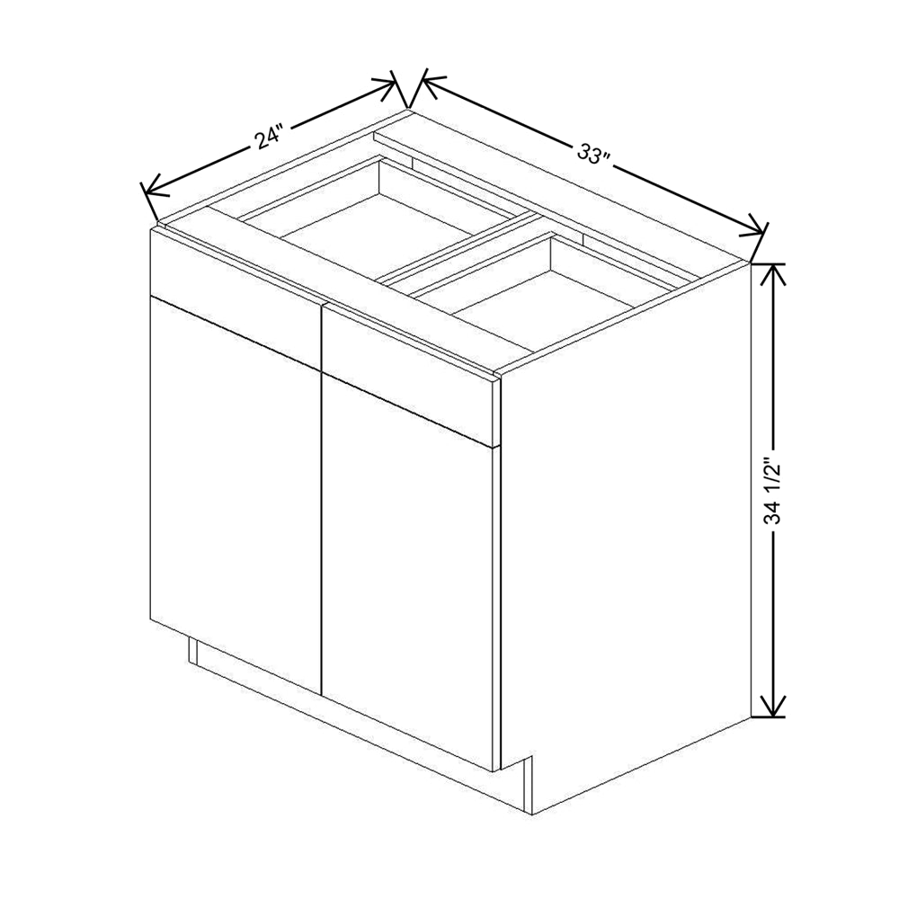 CNC Concord Sydney White 33" W 2 Drawer Double Door Base Cabinet
