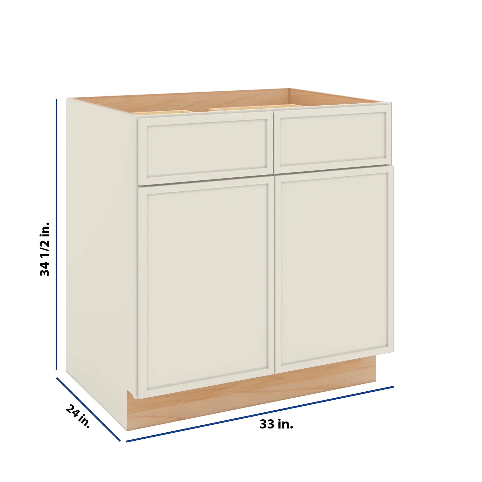 Modernform Cabinet Slim Dove White 33" W X 34 1/2" H X 24" D Double Door Base Cabinet