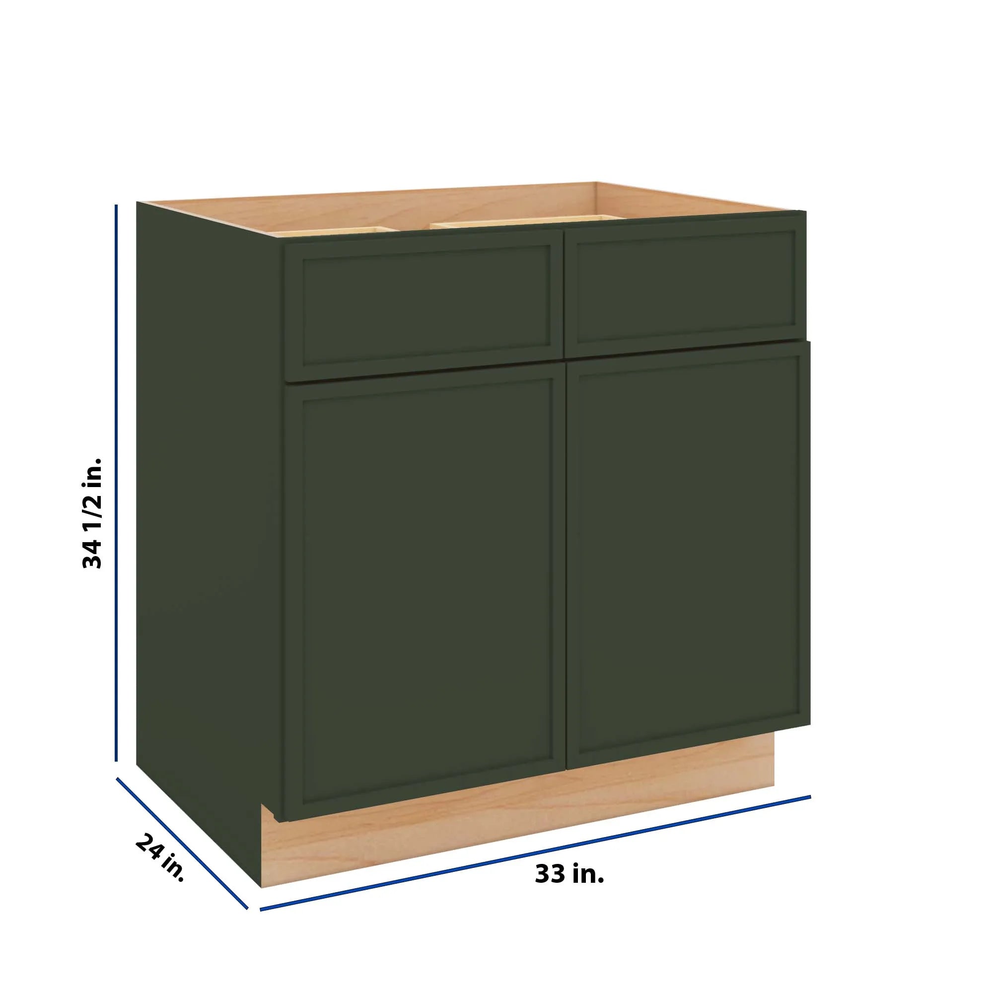 Modernform Cabinet Slim Sage Green 33" W X 34 1/2" H X 24" D Double Door Base Cabinet