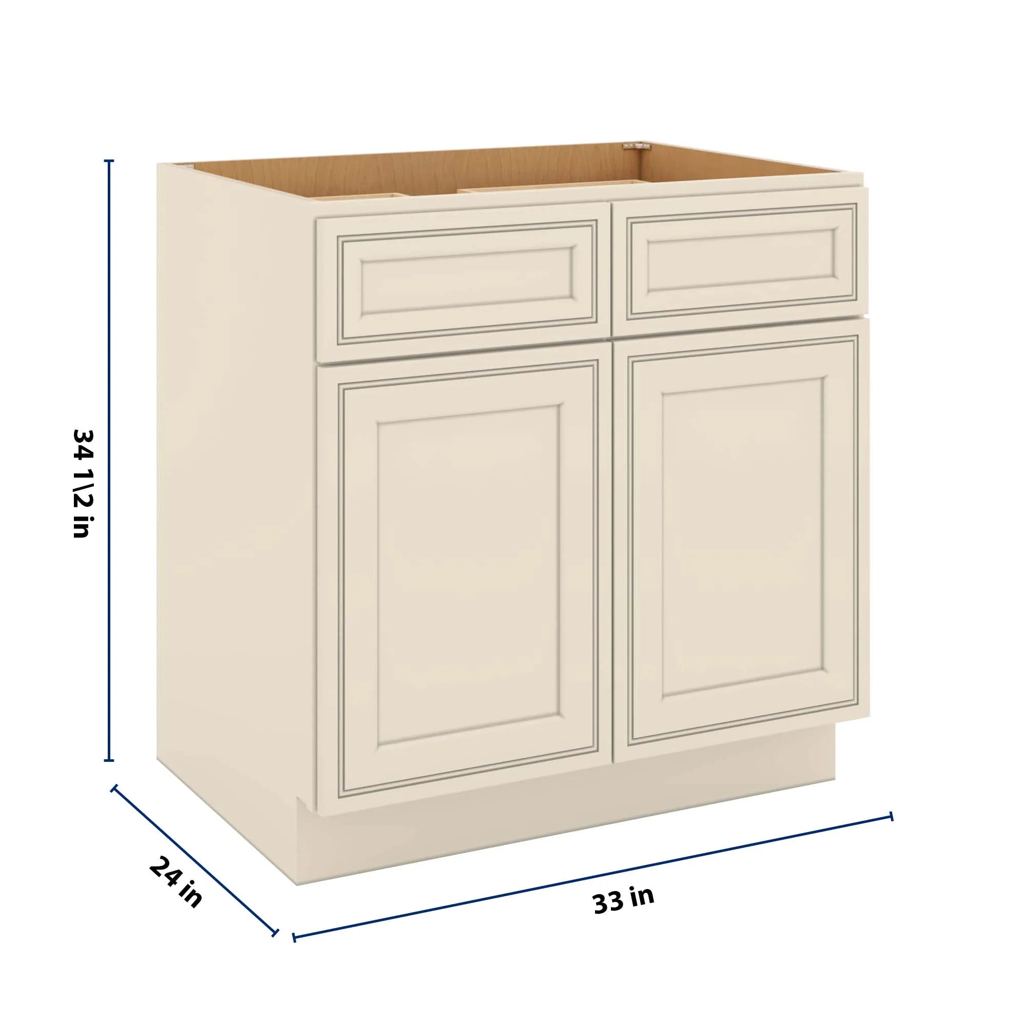 J&K Pearl Glazed H9 Double Door Standard Base Cabinet - 33" W