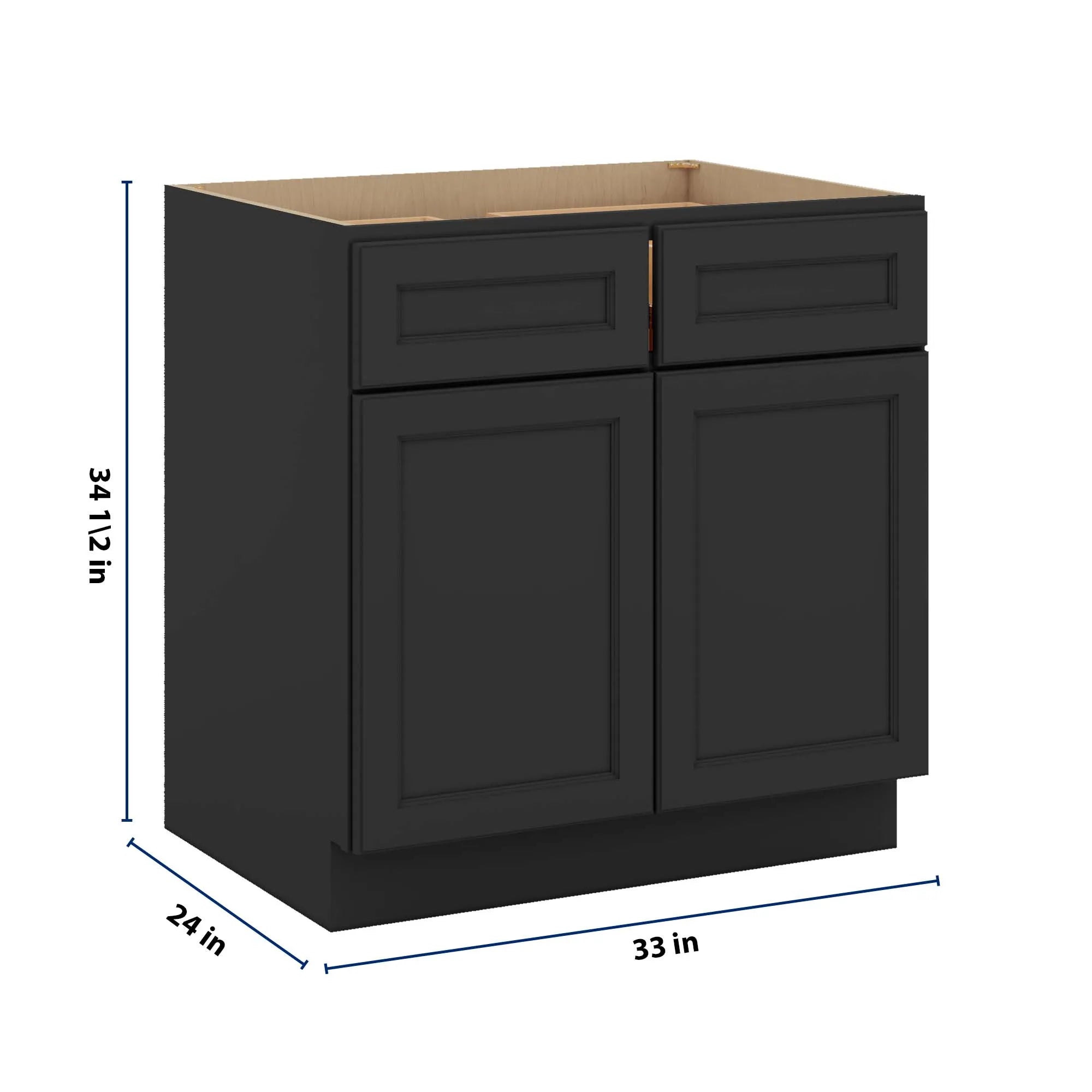 J&K Charcoal E2 Double Door Standard Base Cabinet - 33" W