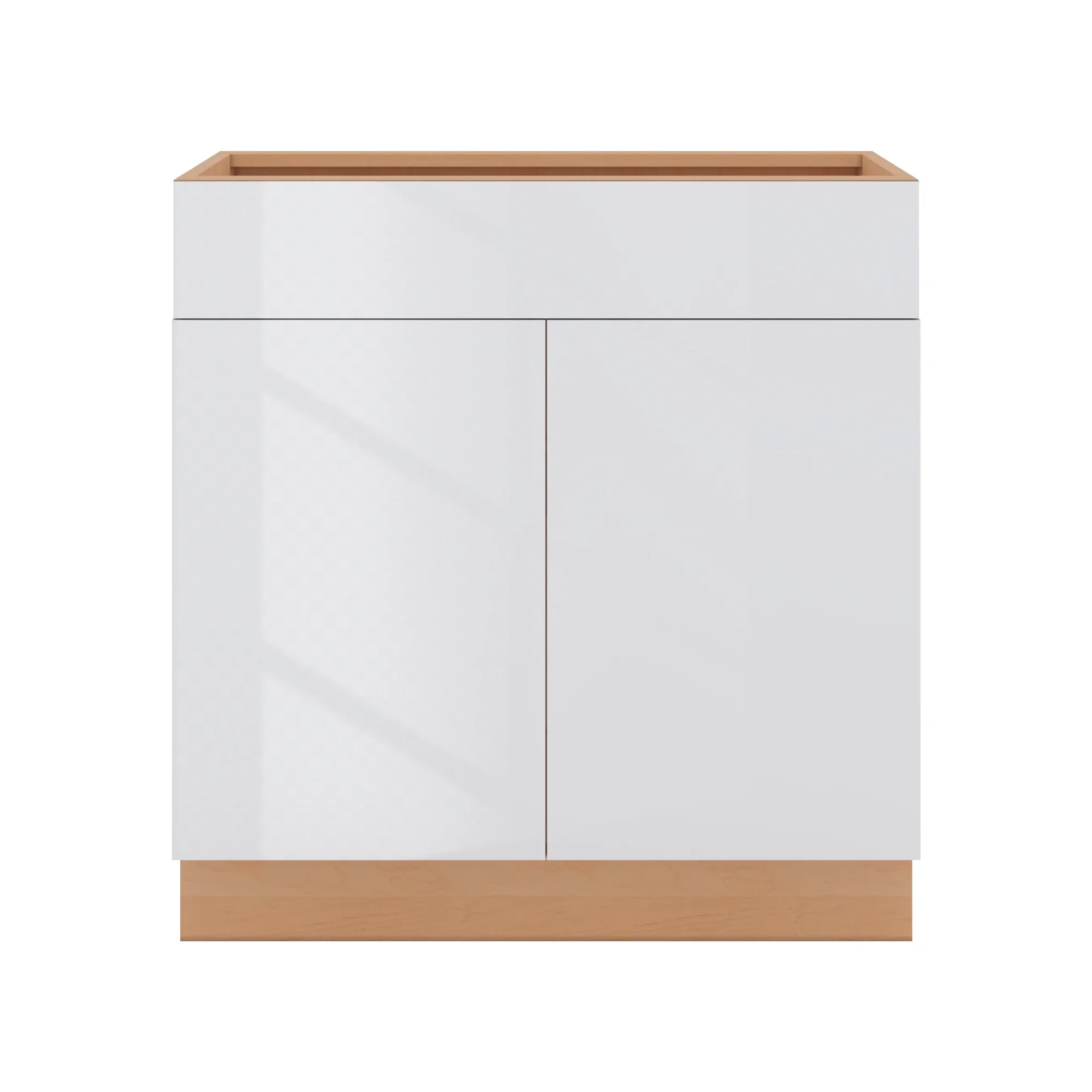 Modernform Cabinet Gloss White 33" W X 34 1/2" H X 24" D Double Door Base Cabinet