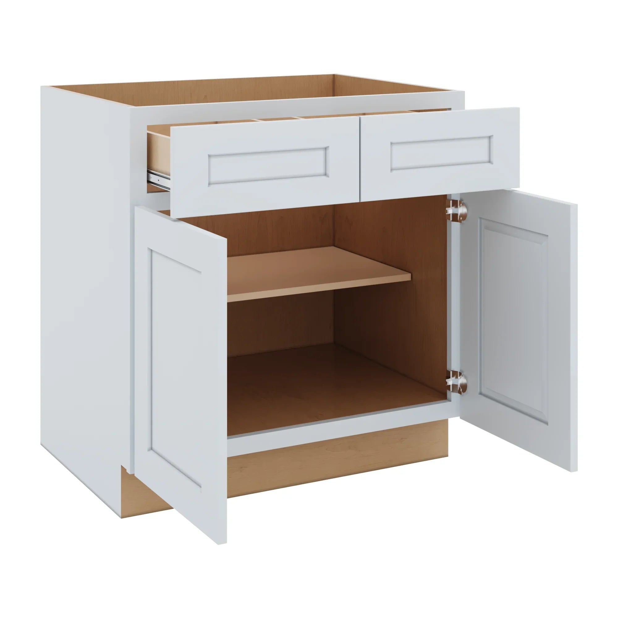 J&K White Shaker S8 Double Door Standard Base Cabinet 33" W