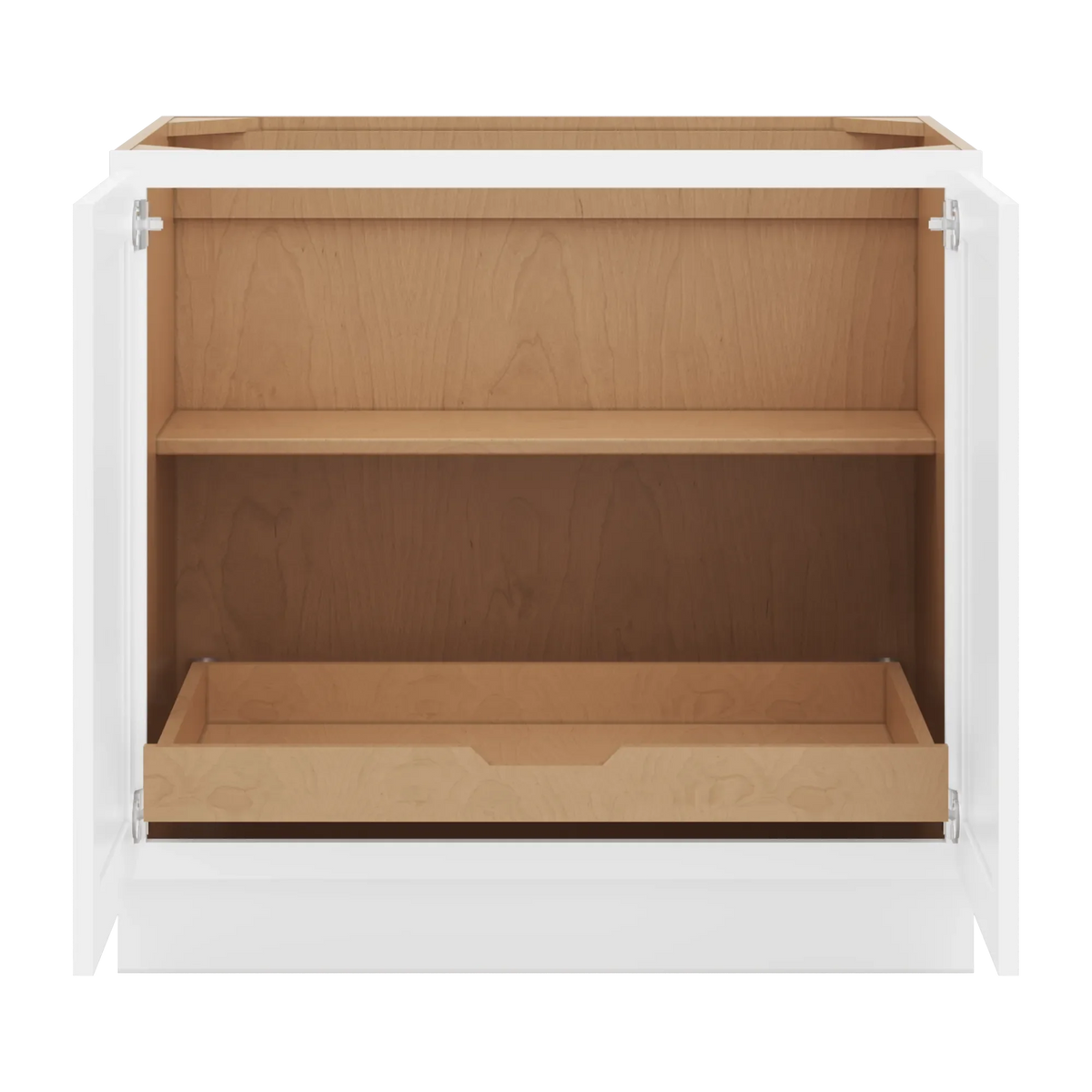 cnc luxor white 36 w full height double door base cabinet w 1 pullout shelf