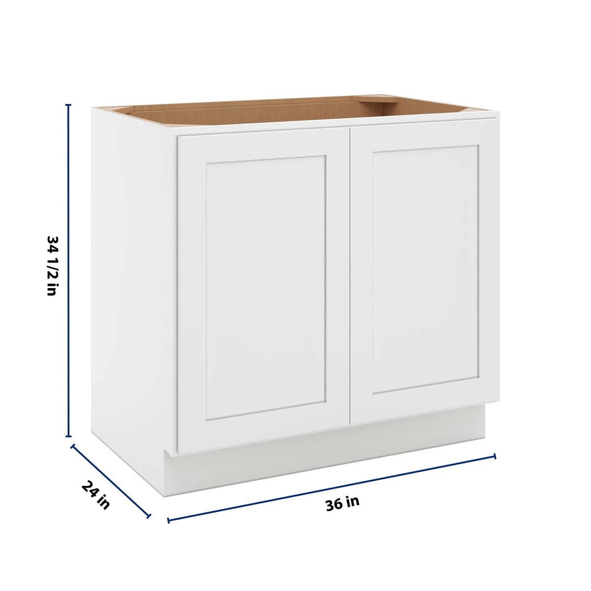 cnc luxor white 36 w full height double door base cabinet w 2 pullout shelf