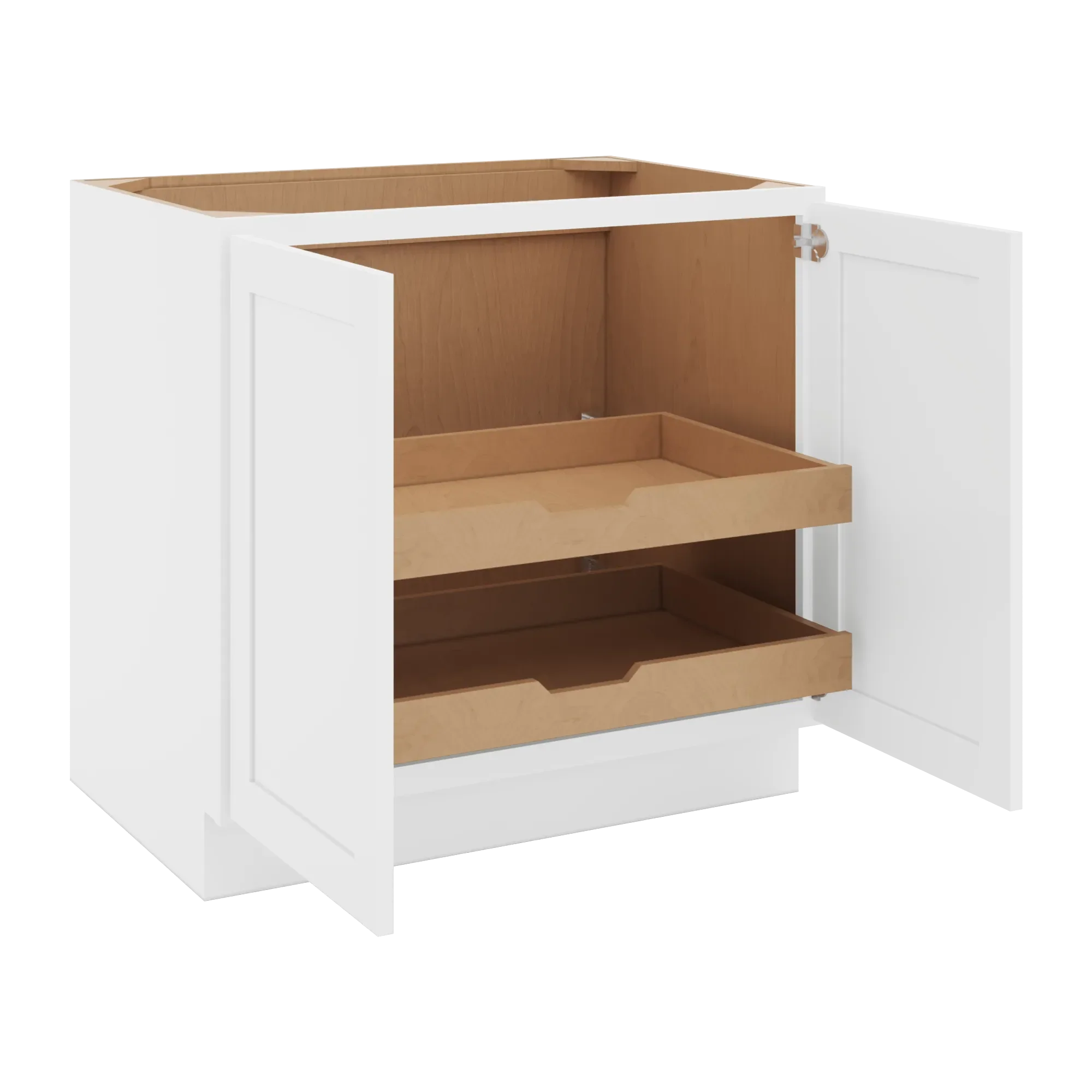 cnc luxor 5 piece white 36 w full height double door base cabinet w 2 pullout shelf