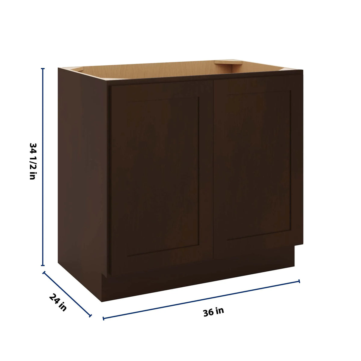 CNC Luxor 5-Piece Espresso 36" W Full Height Double Door Base Cabinet