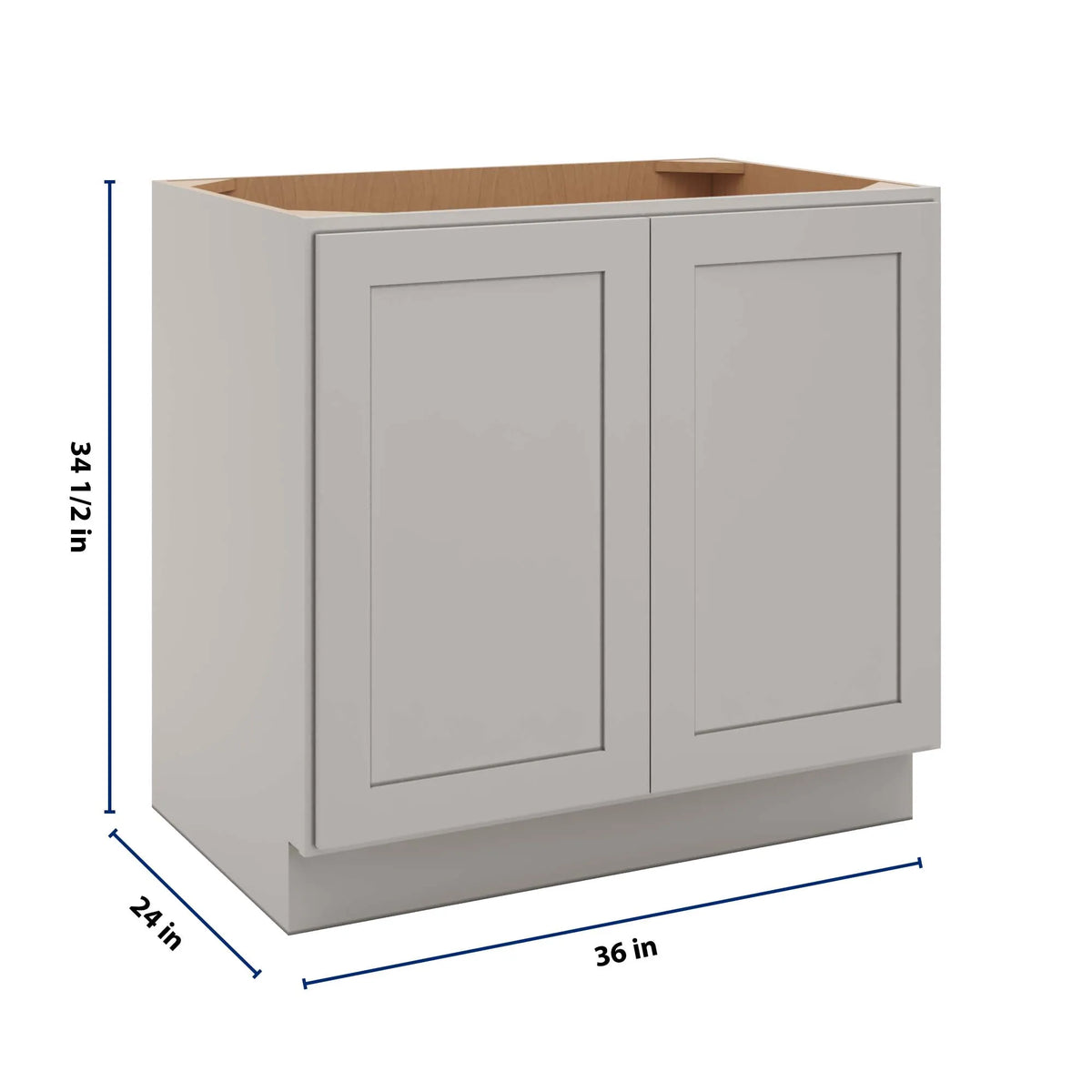 CNC Luxor 5-Piece Misty Grey 36" W Full Height Double Door Base Cabinet
