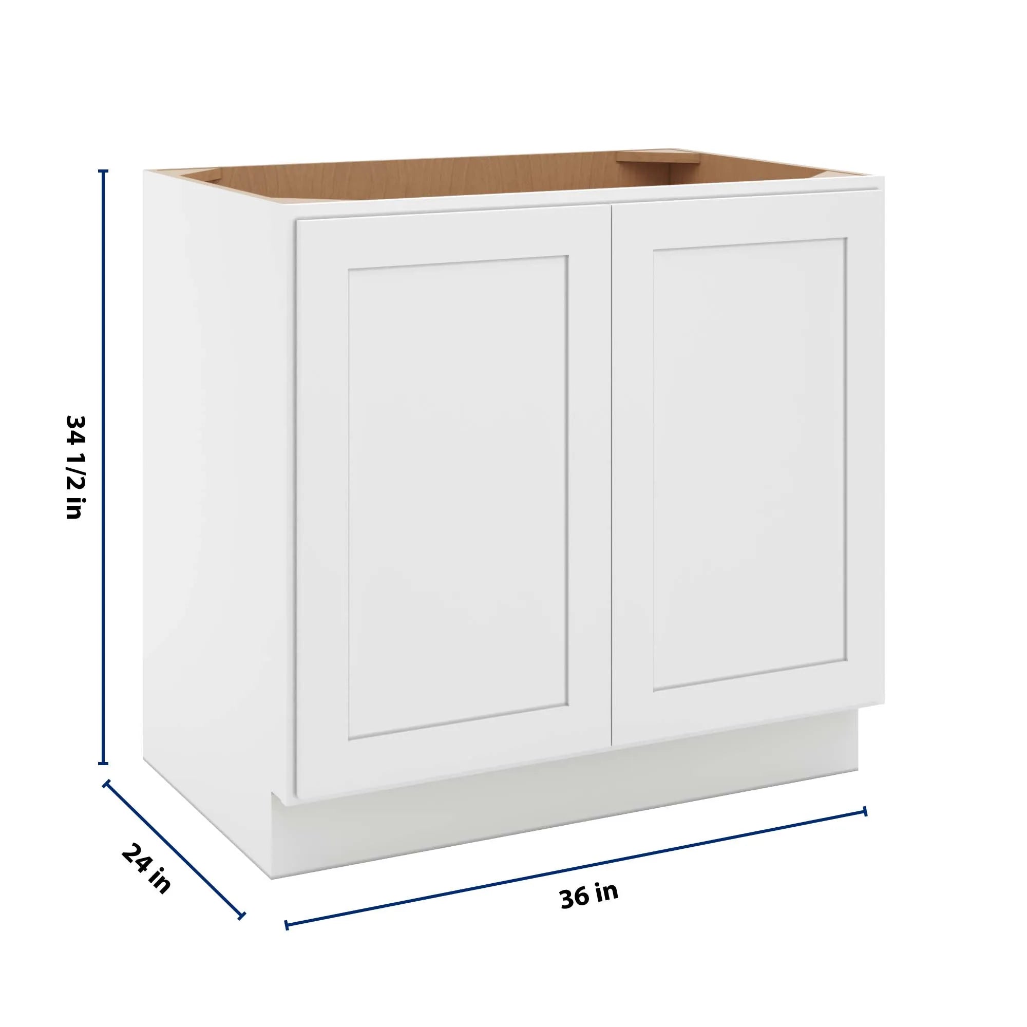 cnc luxor 5 piece white 36 w full height double door base cabinet
