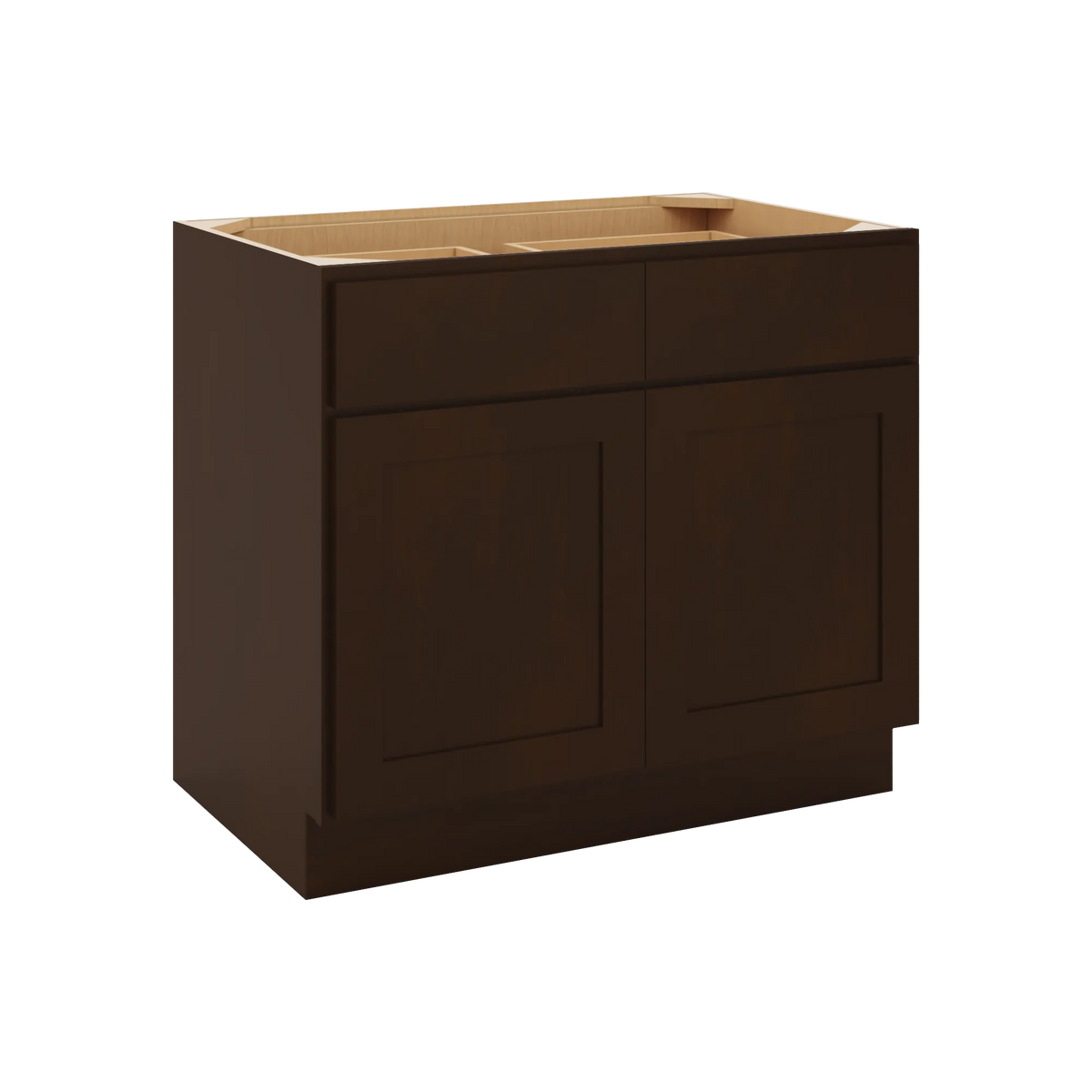 CNC Luxor 5-Piece Espresso 36" W X 32 1/2" H Double Door 2 Drawer Base Cabinet
