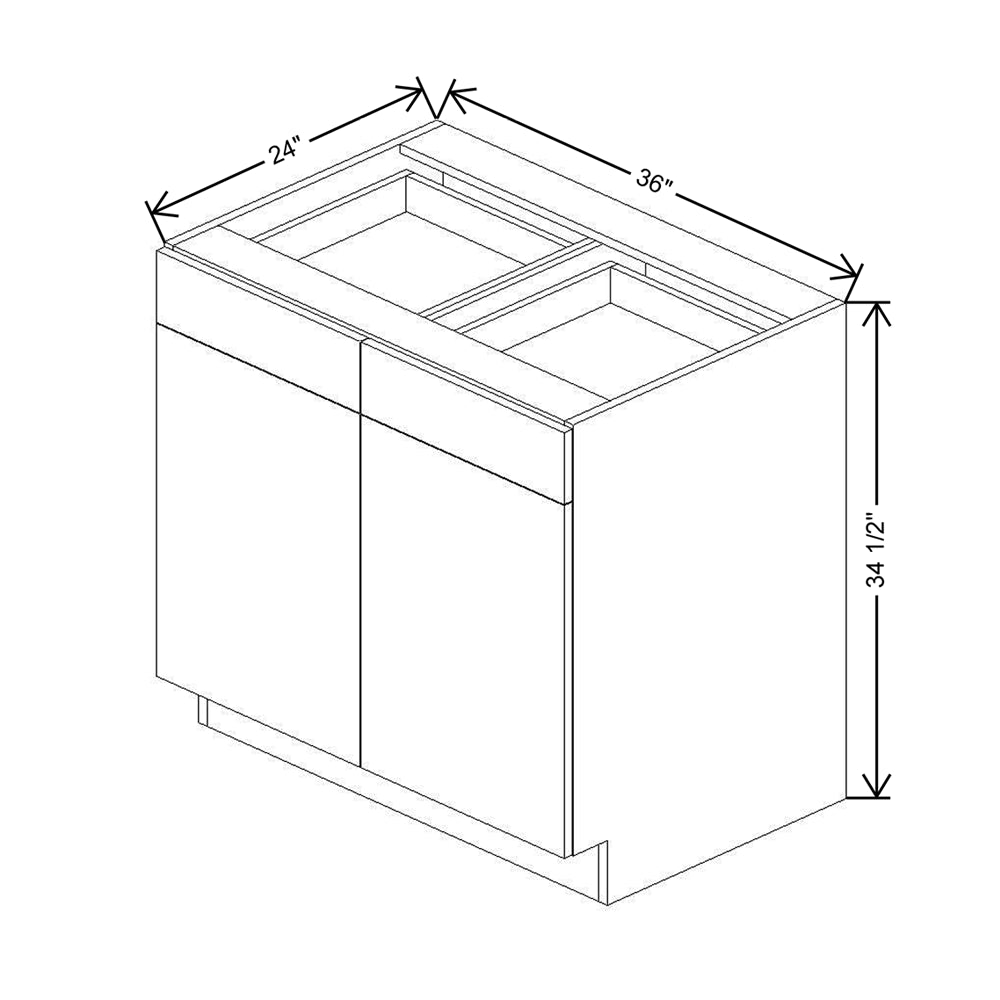 CNC Classic Broadway Cotton 36" W 2 Drawer Double Door Base Cabinet