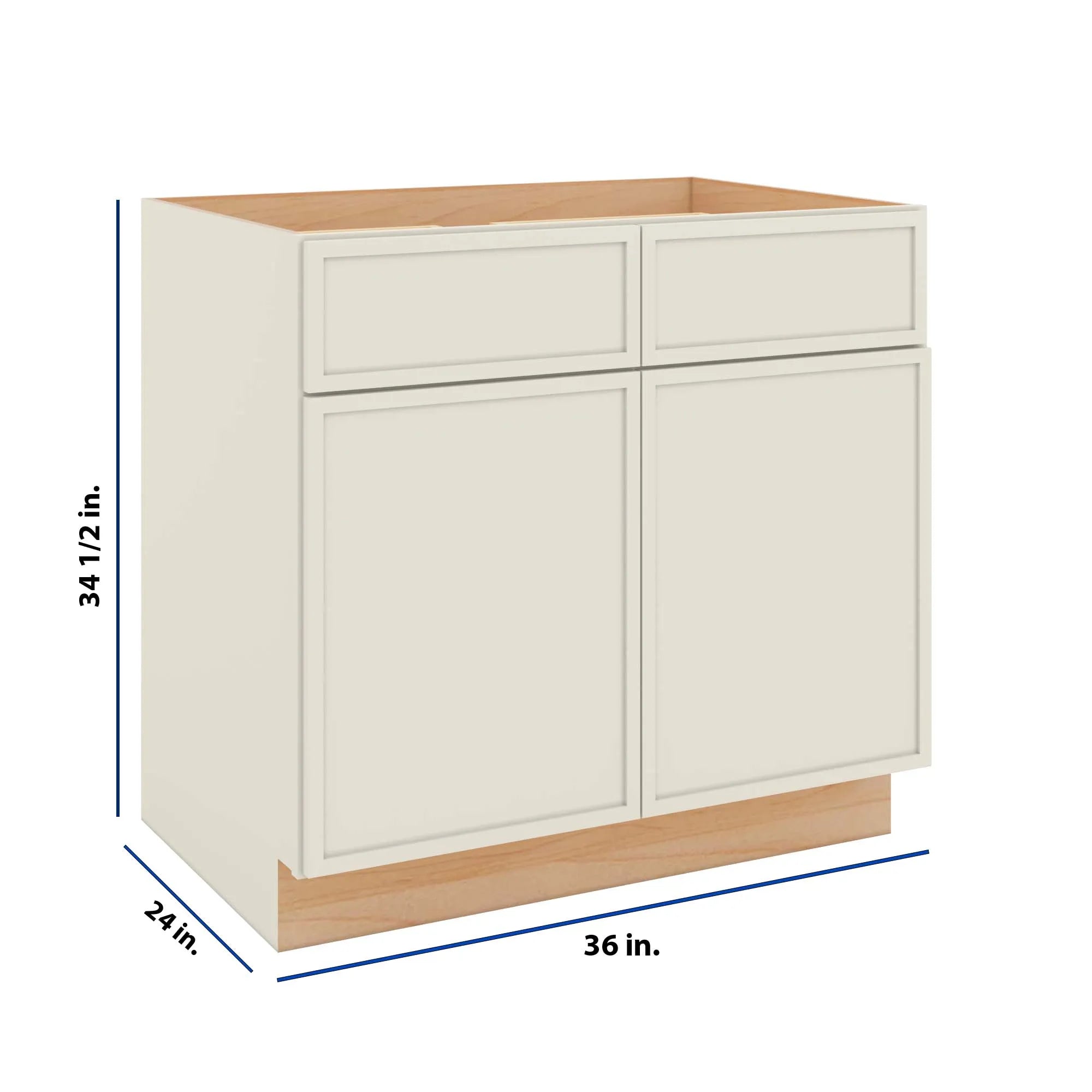 Modernform Cabinet Slim Dove White 36" W X 34 1/2" H X 24" D Double Door Base Cabinet