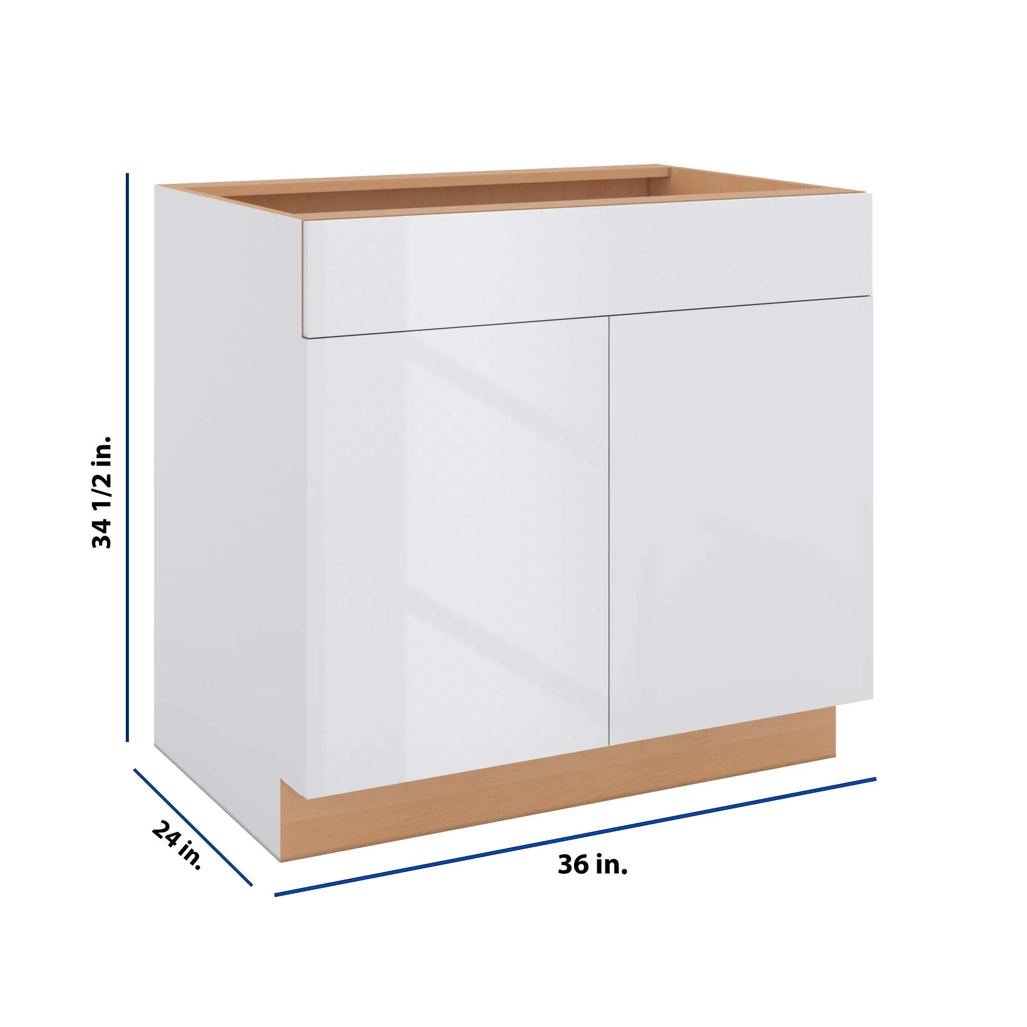 Modernform Cabinet Gloss White 36" W X 34 1/2" H X 24" D Double Door Base Cabinet