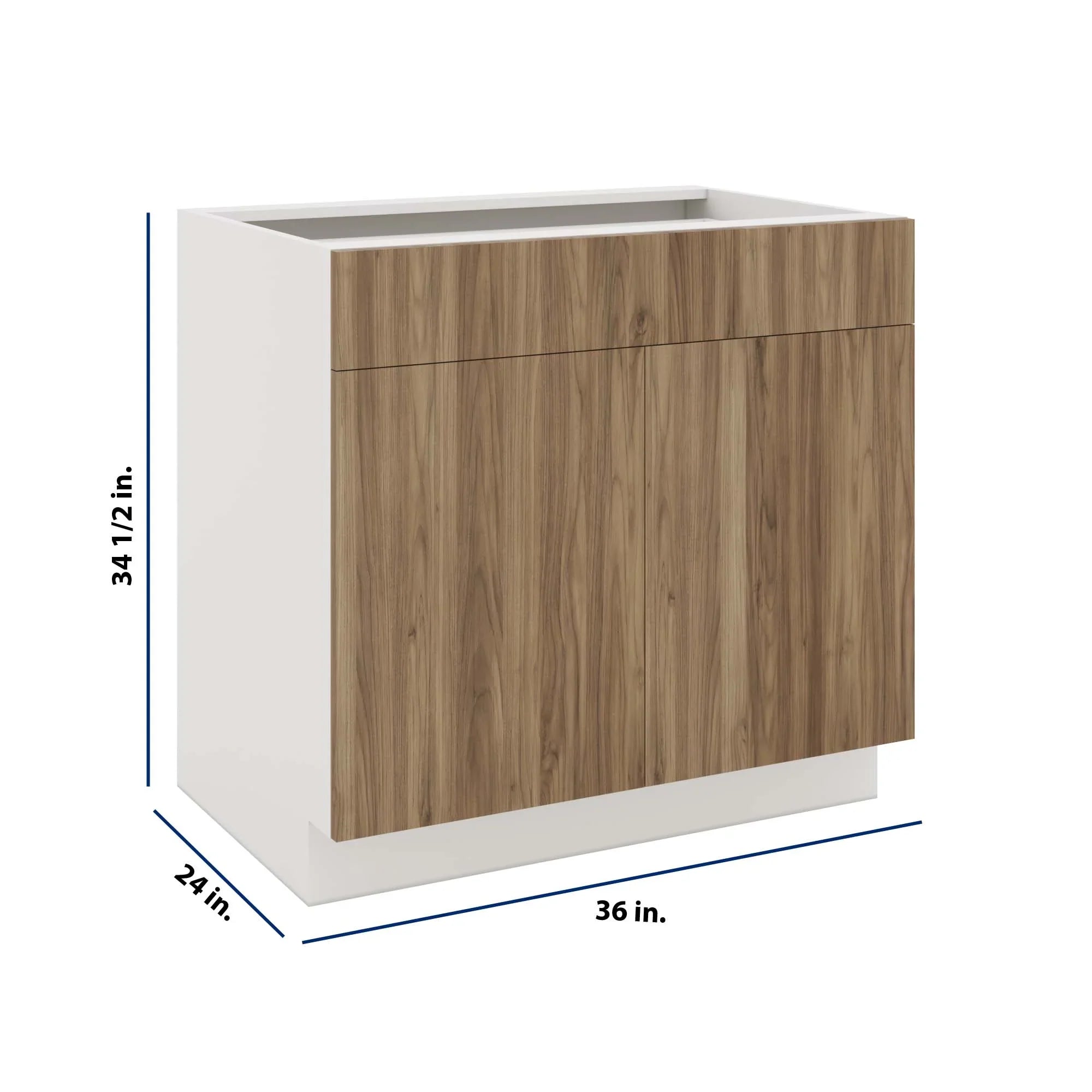 Modernform Cabinet Walnut 36" W X 34 1/2" H X 24" D Double Door Base Cabinet