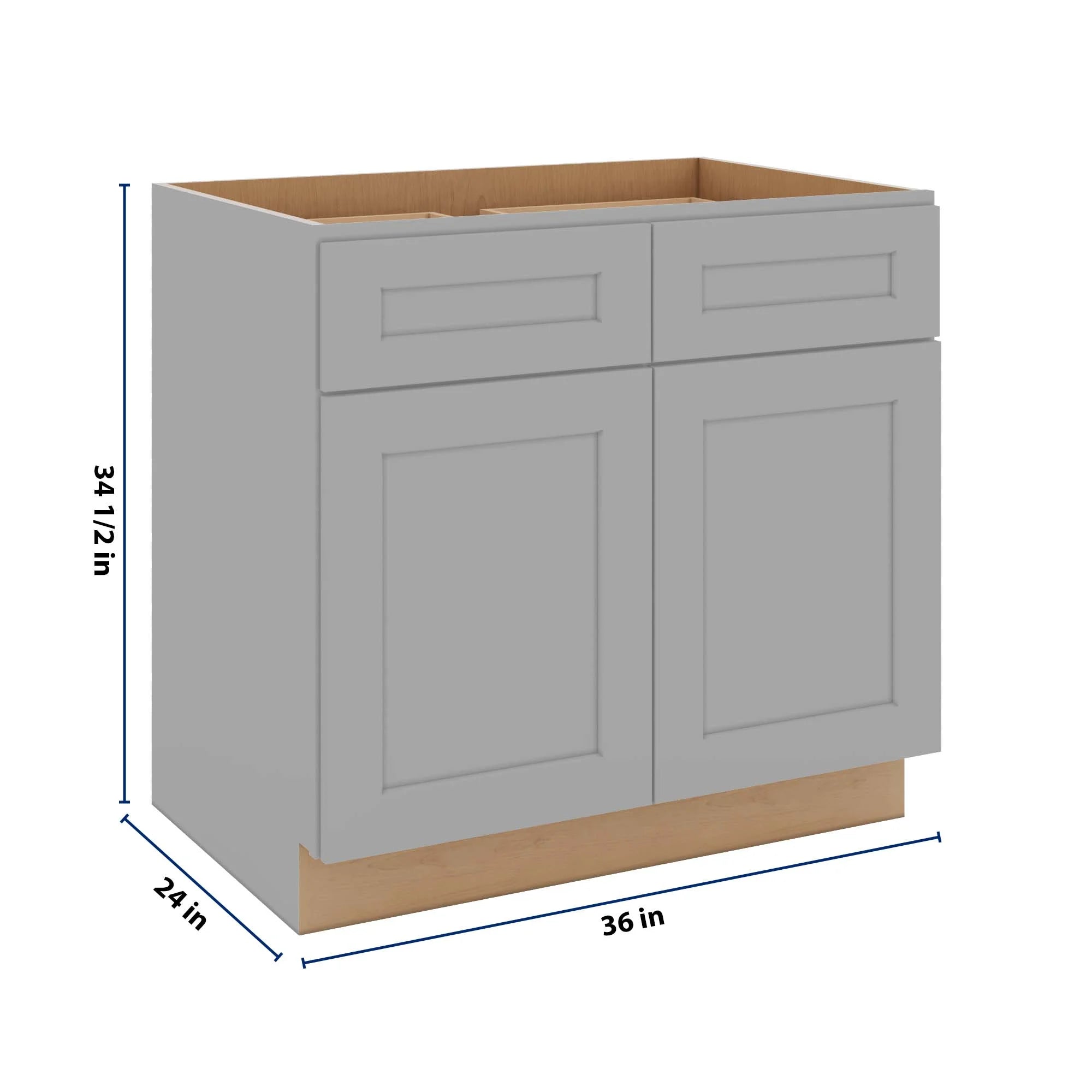 J&K Castle Grey S5 Double Door Standard Base Cabinet - 36" W