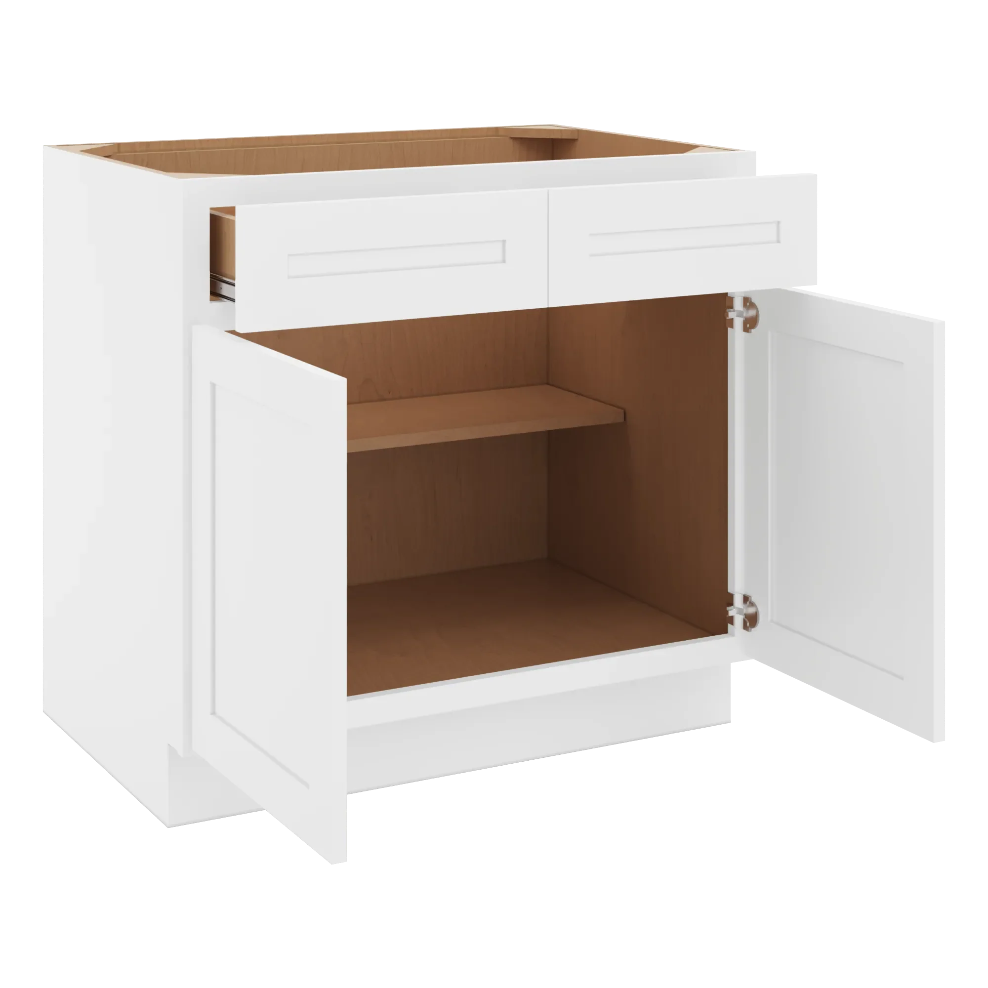 cnc luxor 5 piece white 36 w 2 drawer double door base cabinet