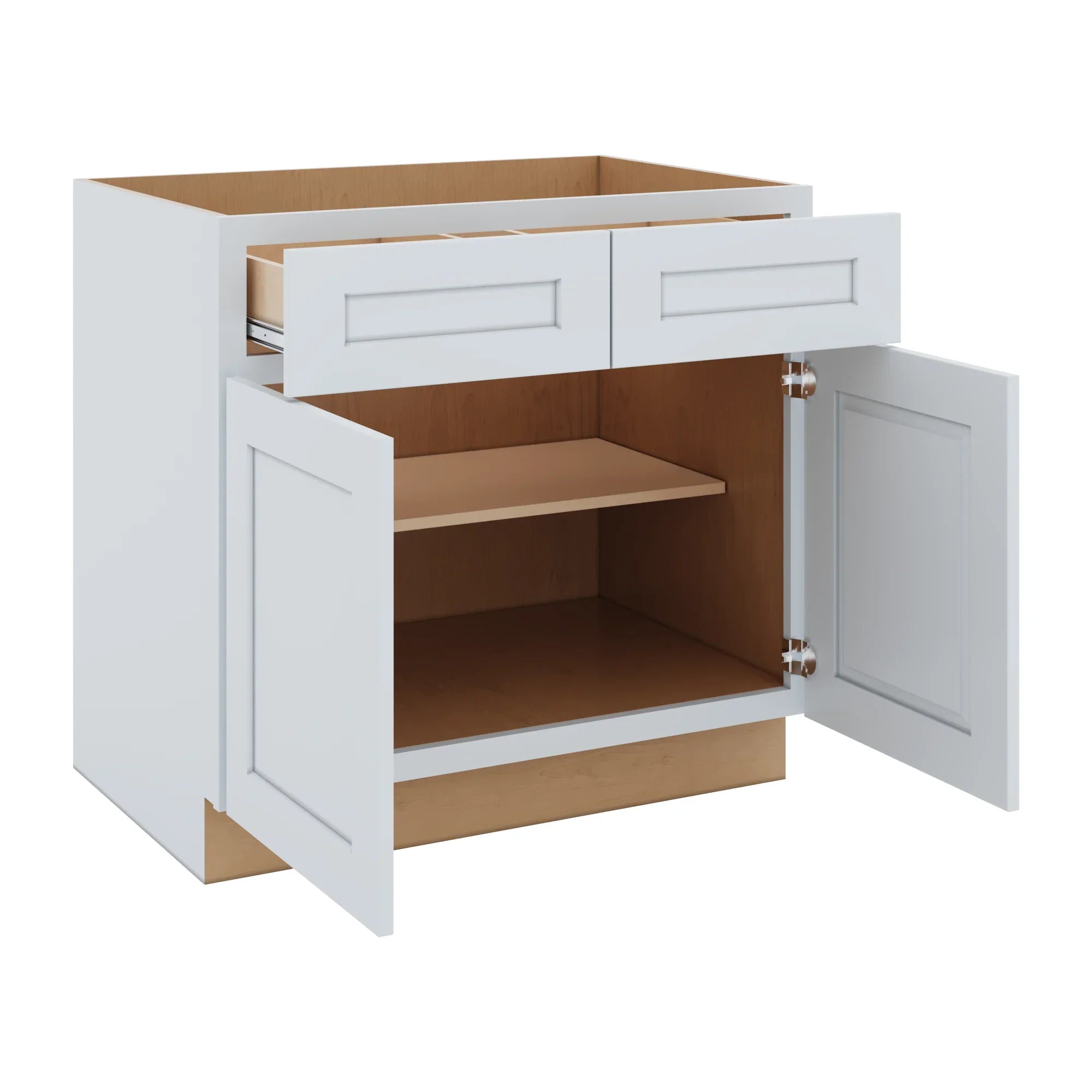 J&K White Shaker S8 Double Door Standard Base Cabinet 36" W