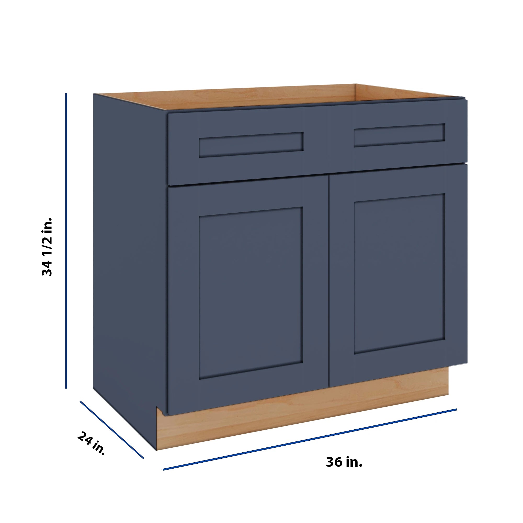 Modernform Cabinet Signature Blue 36" W X 34 1/2" H X 24" D Double Door Base Cabinet