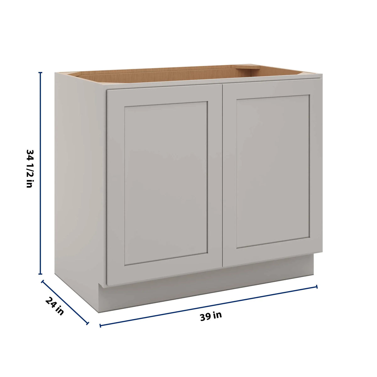 CNC Luxor 5-Piece Misty Grey 39" W Full Height Double Door Base Cabinet W/ 1 Pullout Shelf