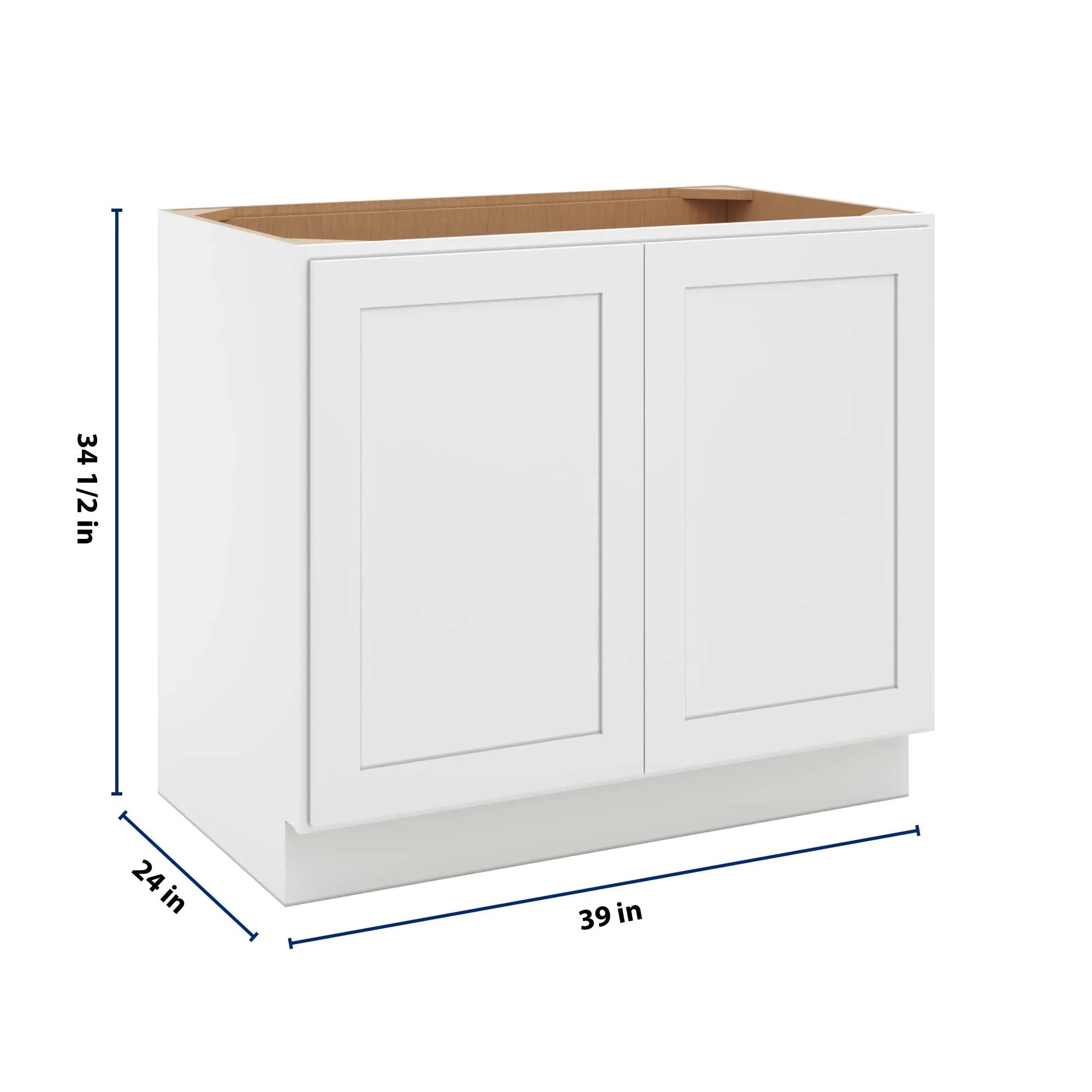 cnc luxor 5 piece white 39 w full height double door base cabinet w 1 pullout shelf
