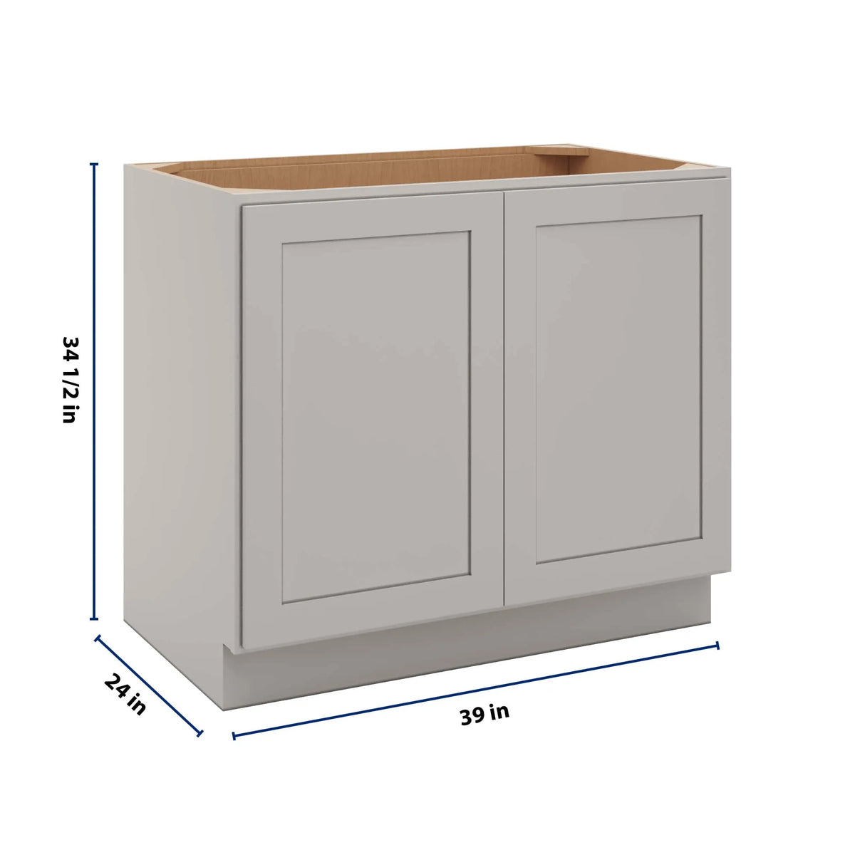 CNC Luxor 5-Piece Misty Grey 39" W Full Height Double Door Base Cabinet W/ 2 Pullout Shelf