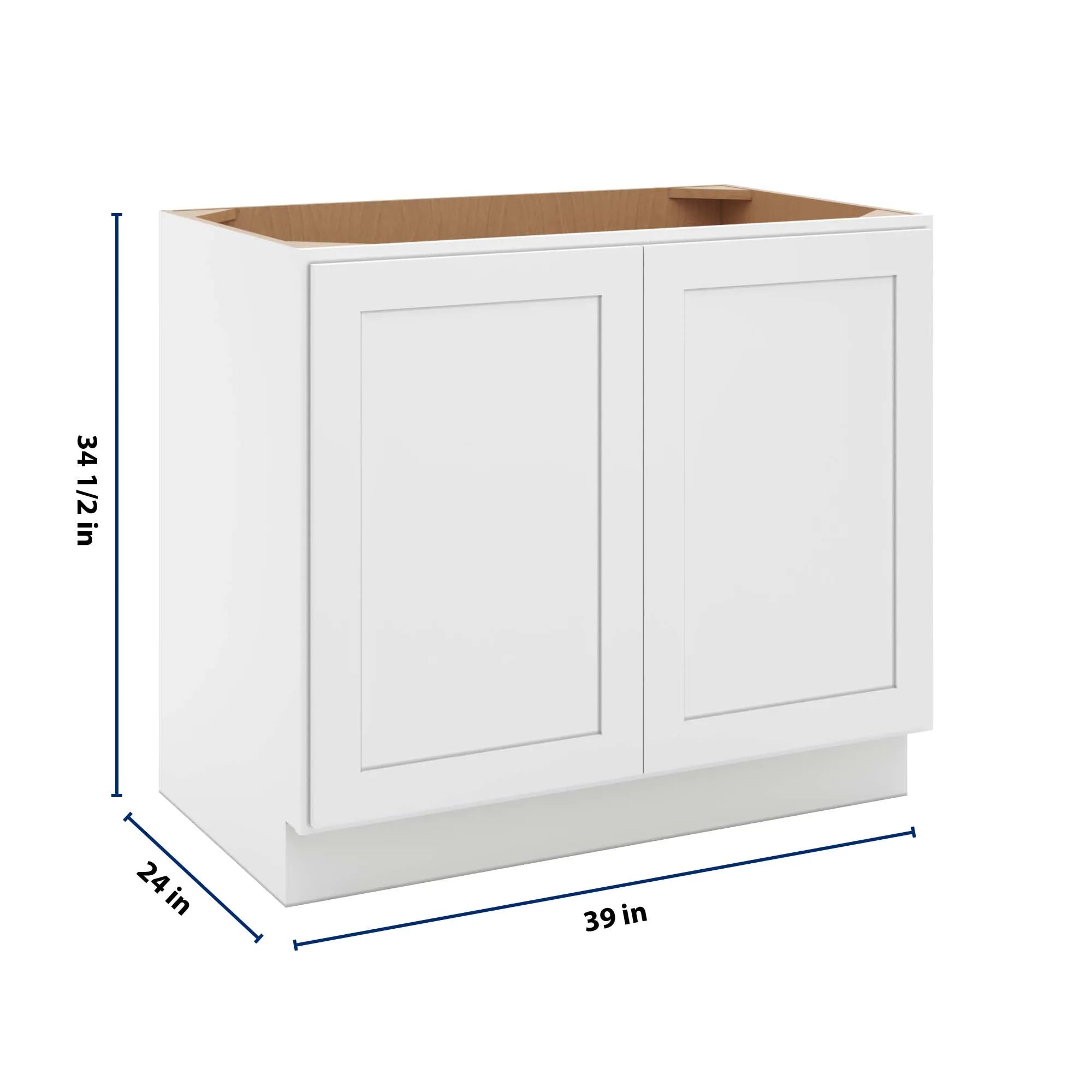 cnc luxor 5 piece white 39 w full height double door base cabinet