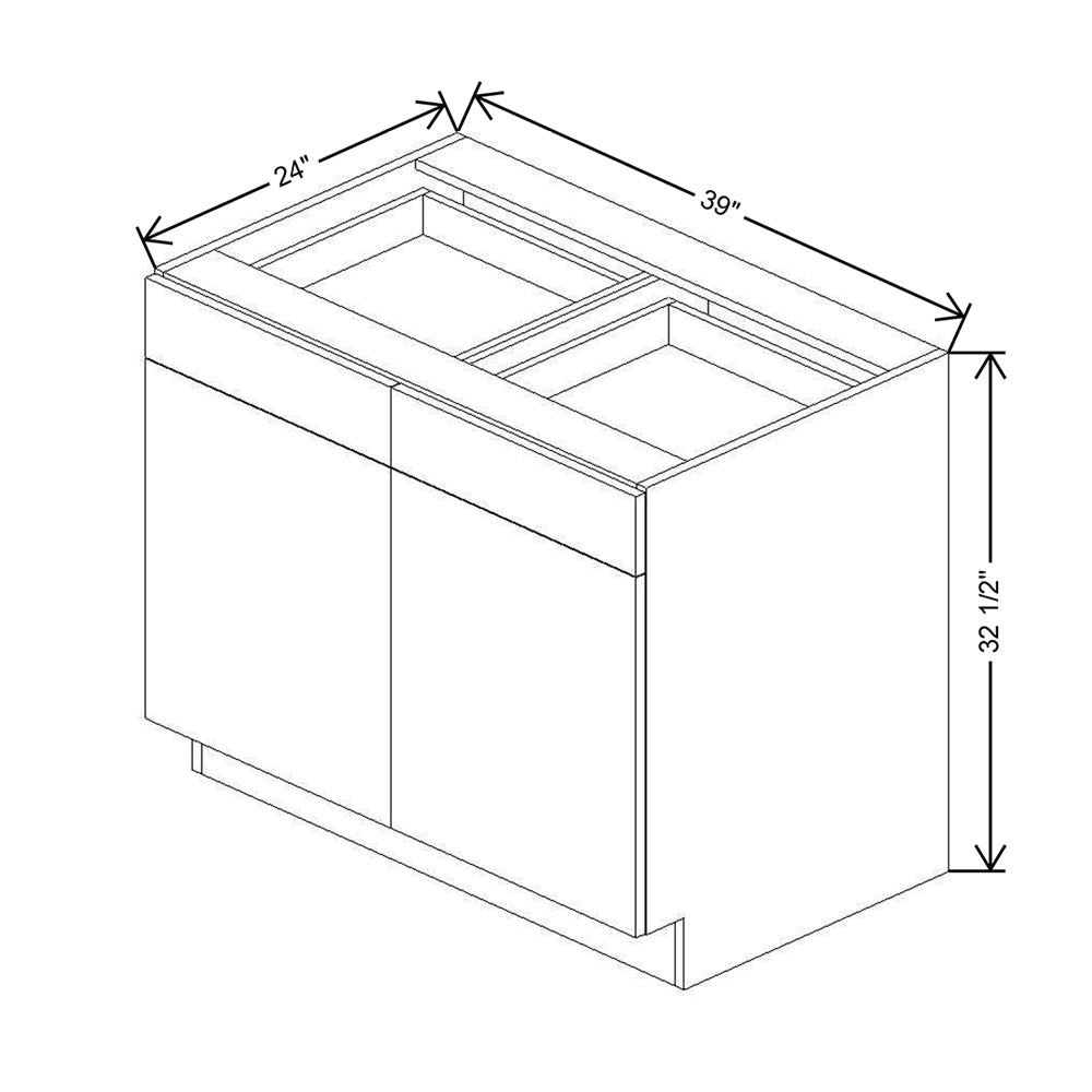 CNC Classic Broadway Cotton 39" W X 32 1/2" H Double Door 2 Drawer Base Cabinet
