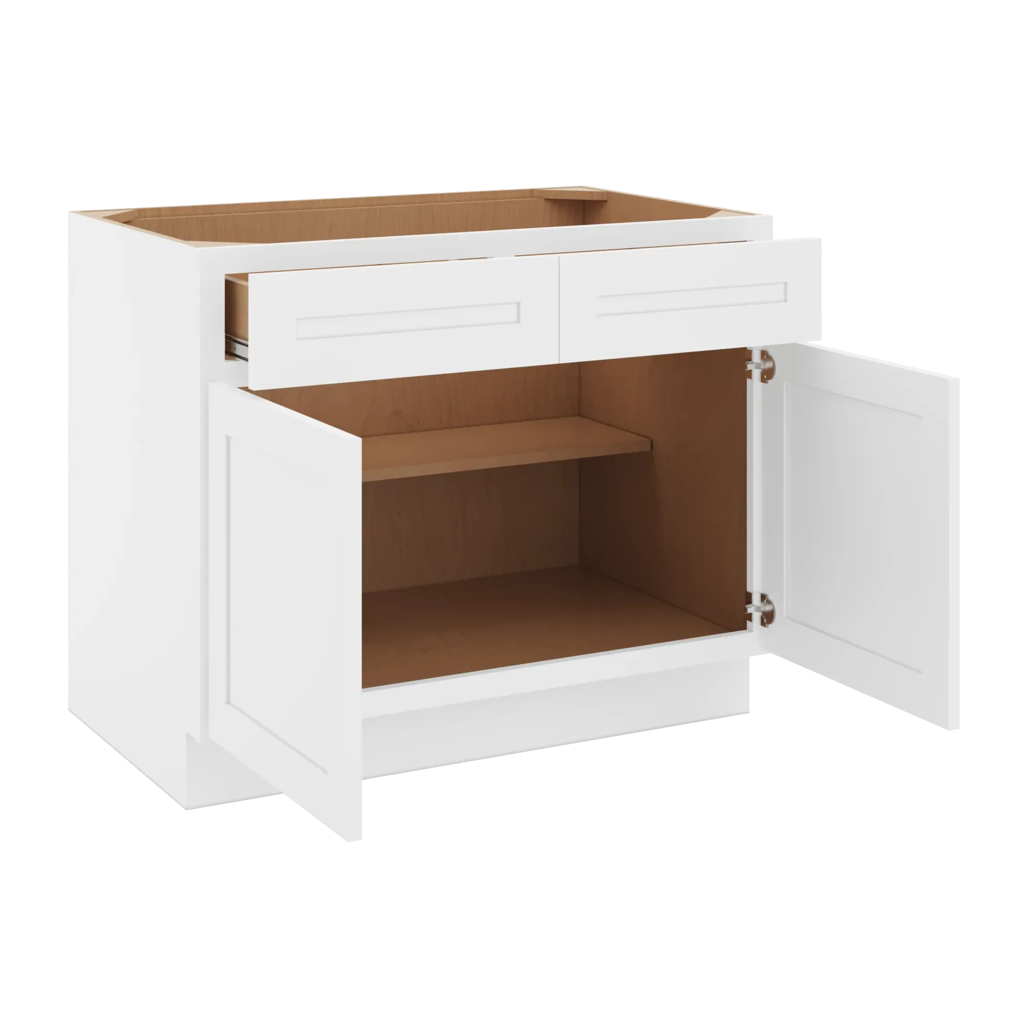 cnc luxor 5 piece white 39 w x 32 1 2 h double door 2 drawer base cabinet
