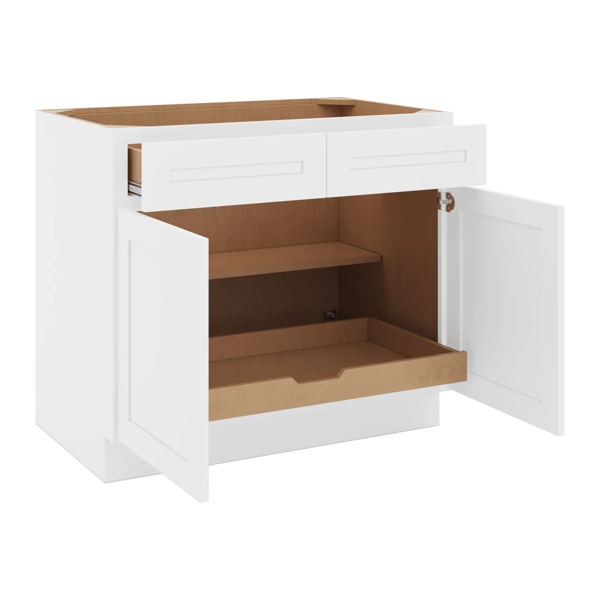 cnc luxor 5 piece white 39 w 2 drawer double door base cabinet w 1 pullout shelf