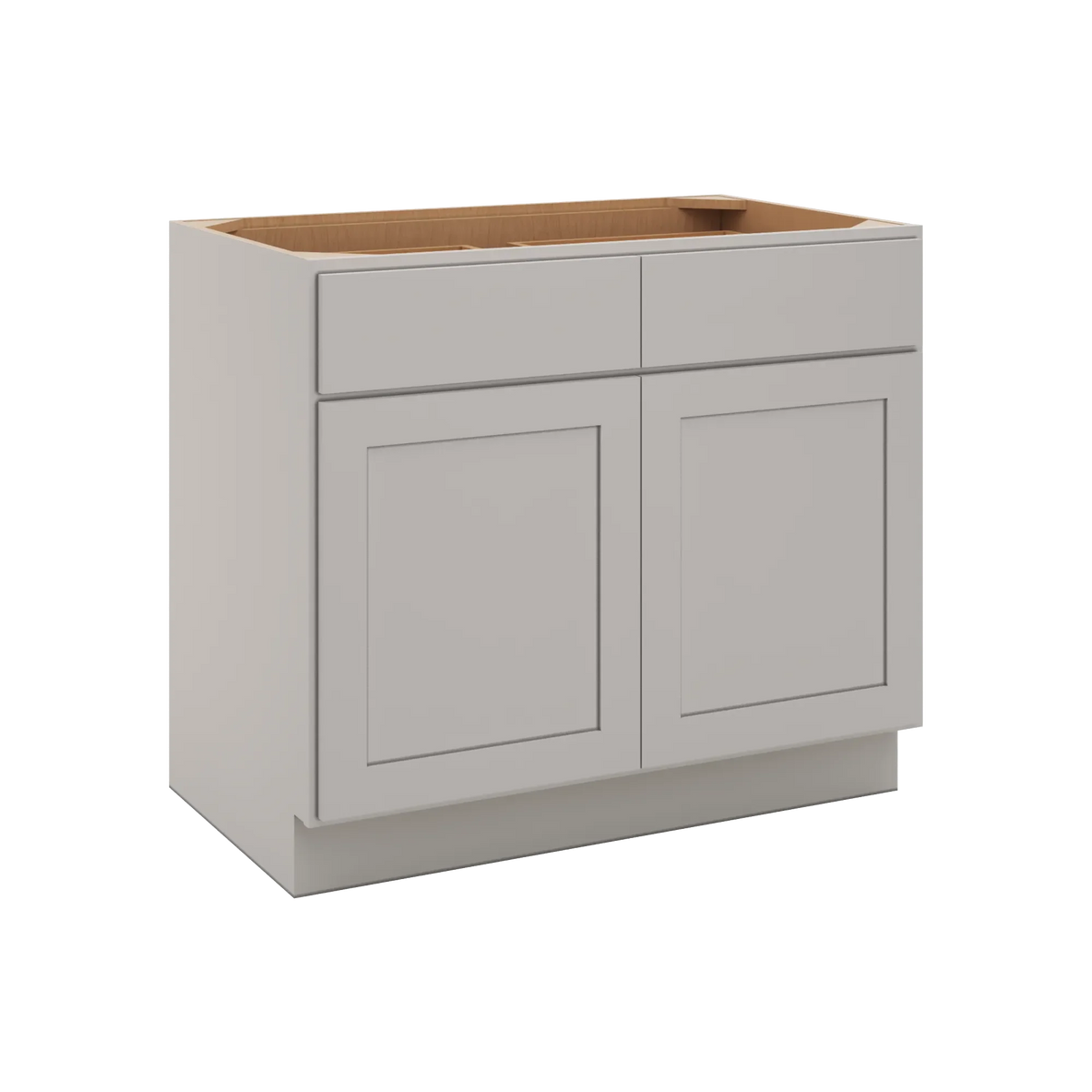 cnc luxor misty grey 39 w 2 drawer double door base cabinet