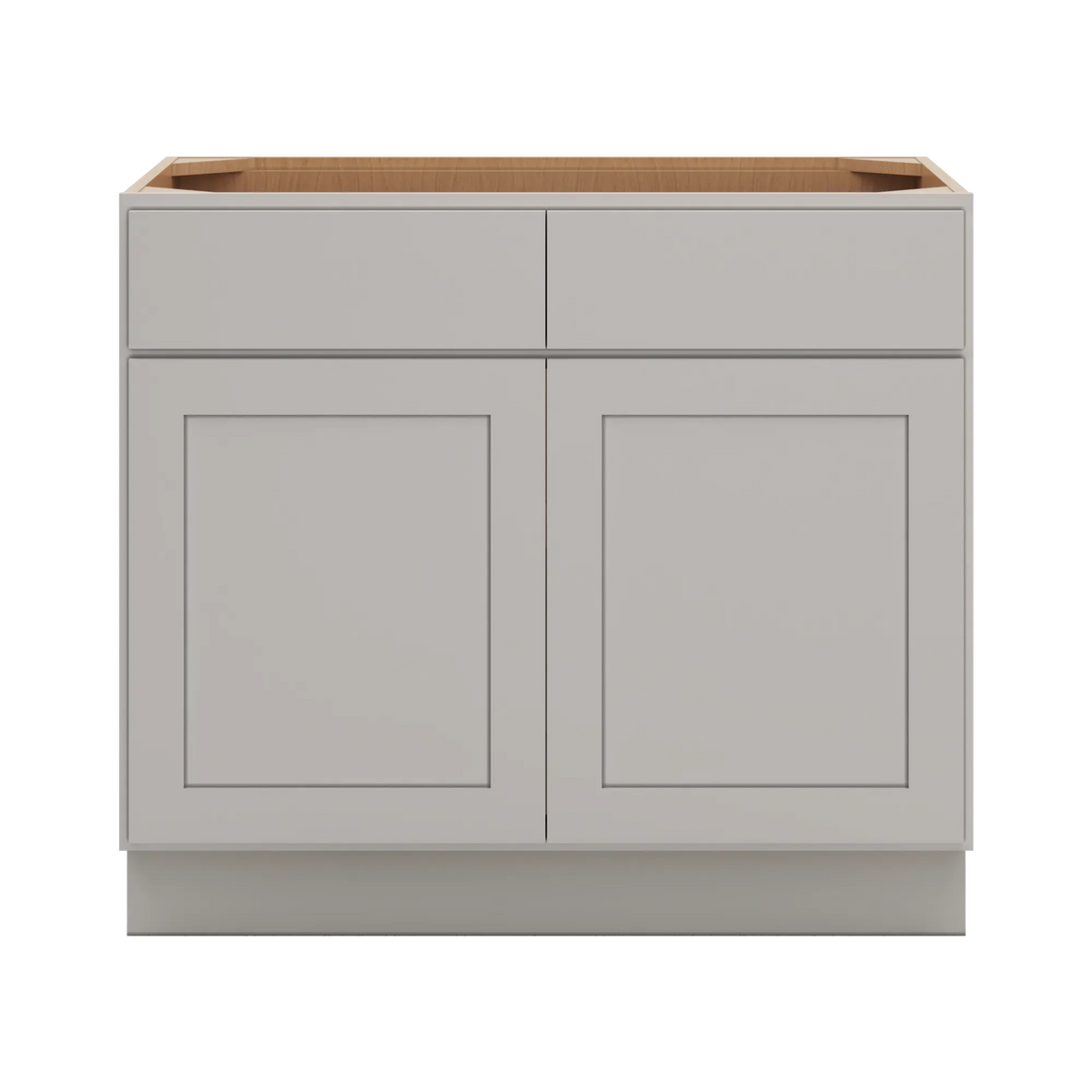 cnc luxor misty grey 39 w 2 drawer double door base cabinet