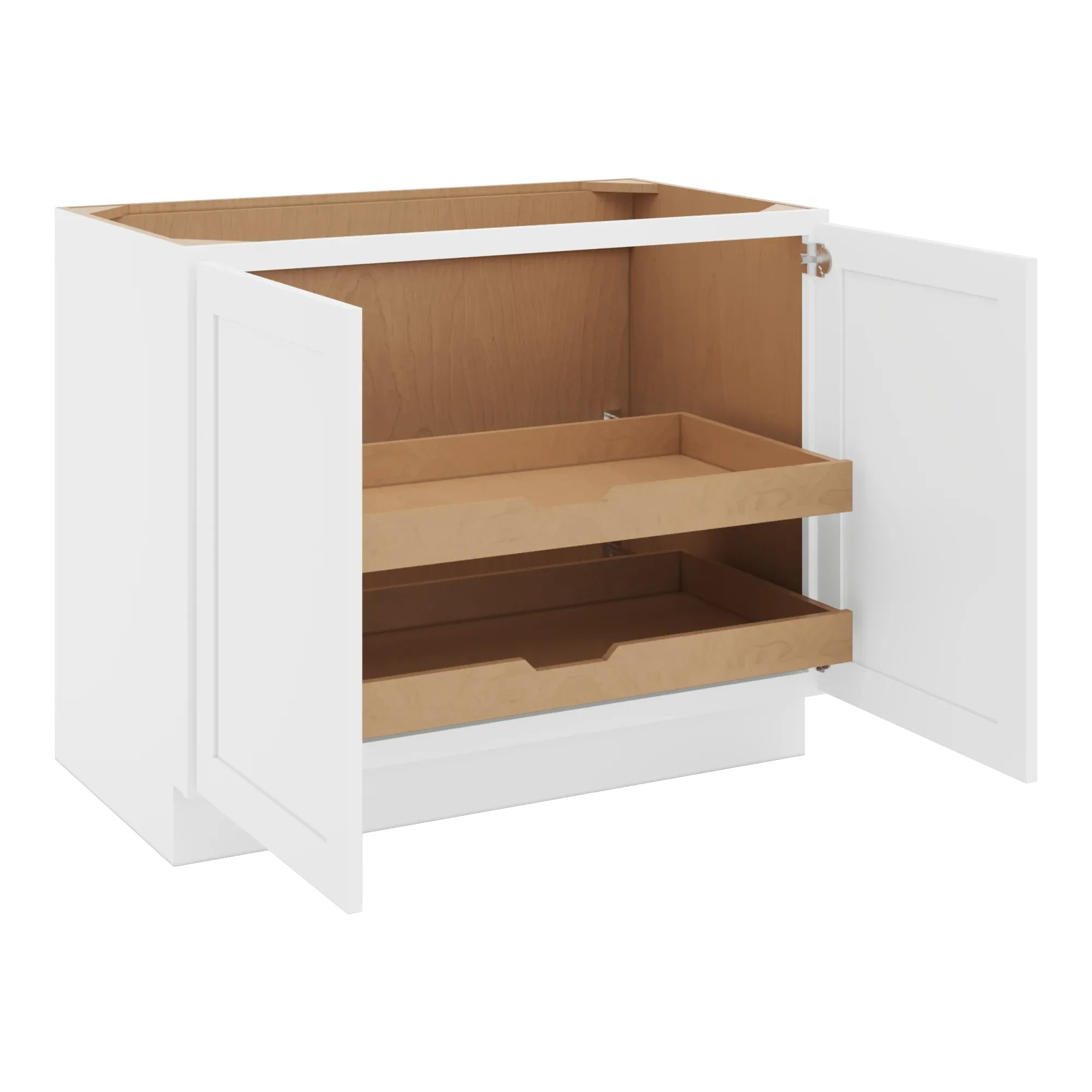 cnc luxor 5 piece white 42 w full height double door base cabinet w 2 pullout shelf