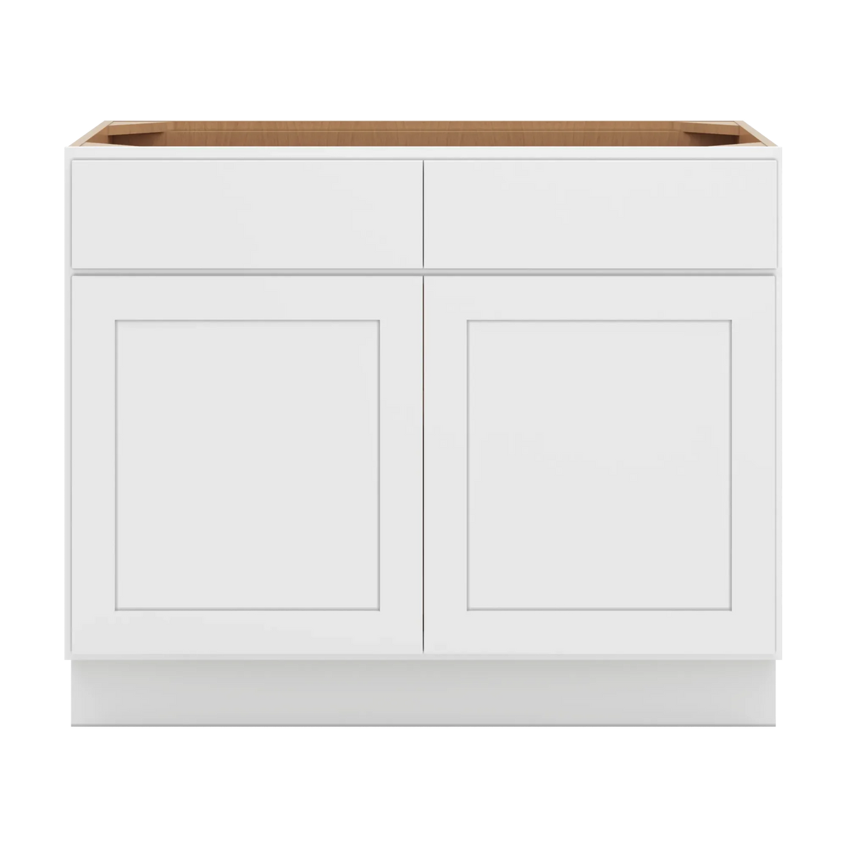 cnc luxor white 42 w 2 drawer double door base cabinet w 1 pullout shelf